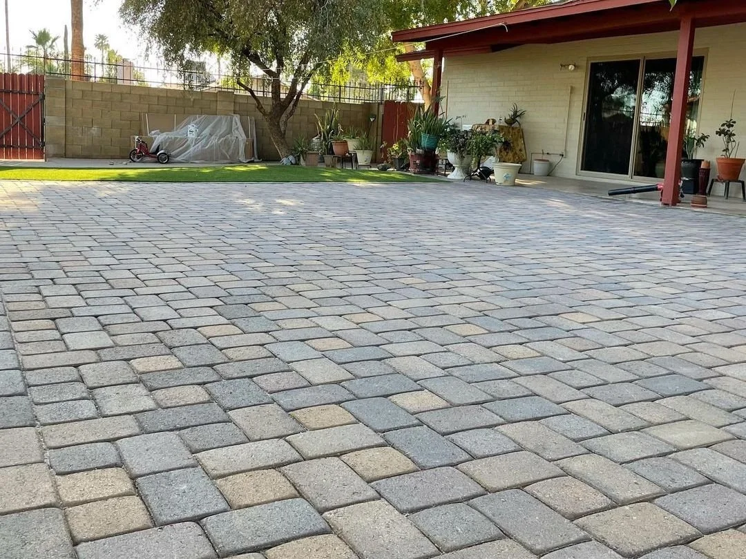 Backyard, Paver Installation Services by Better Life Landscape and Design in Phoenix, AZ.