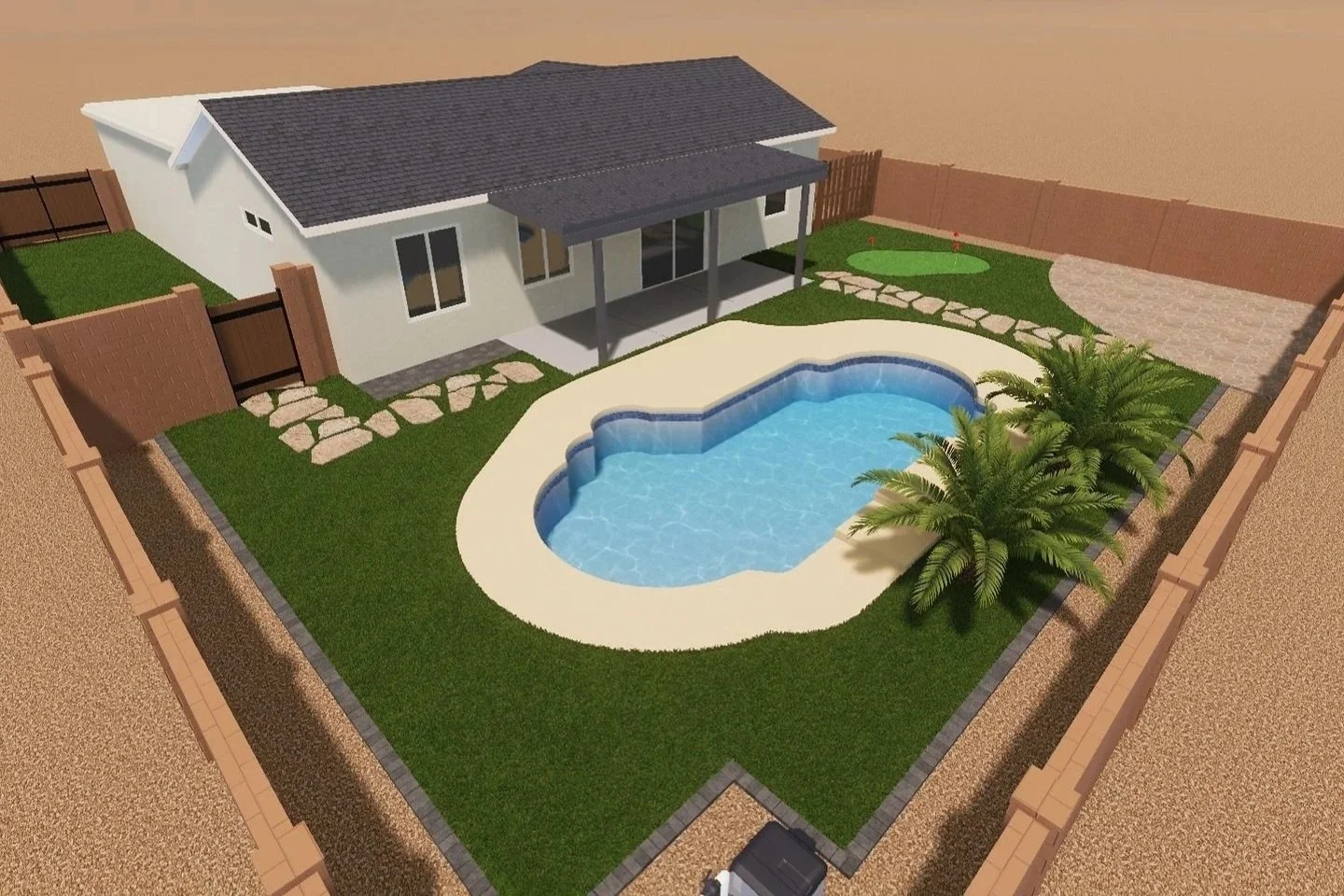 3D Rendering Design by Better Life Landscape and Design for a residential project in Mesa, AZ. (Copy) (Copy)