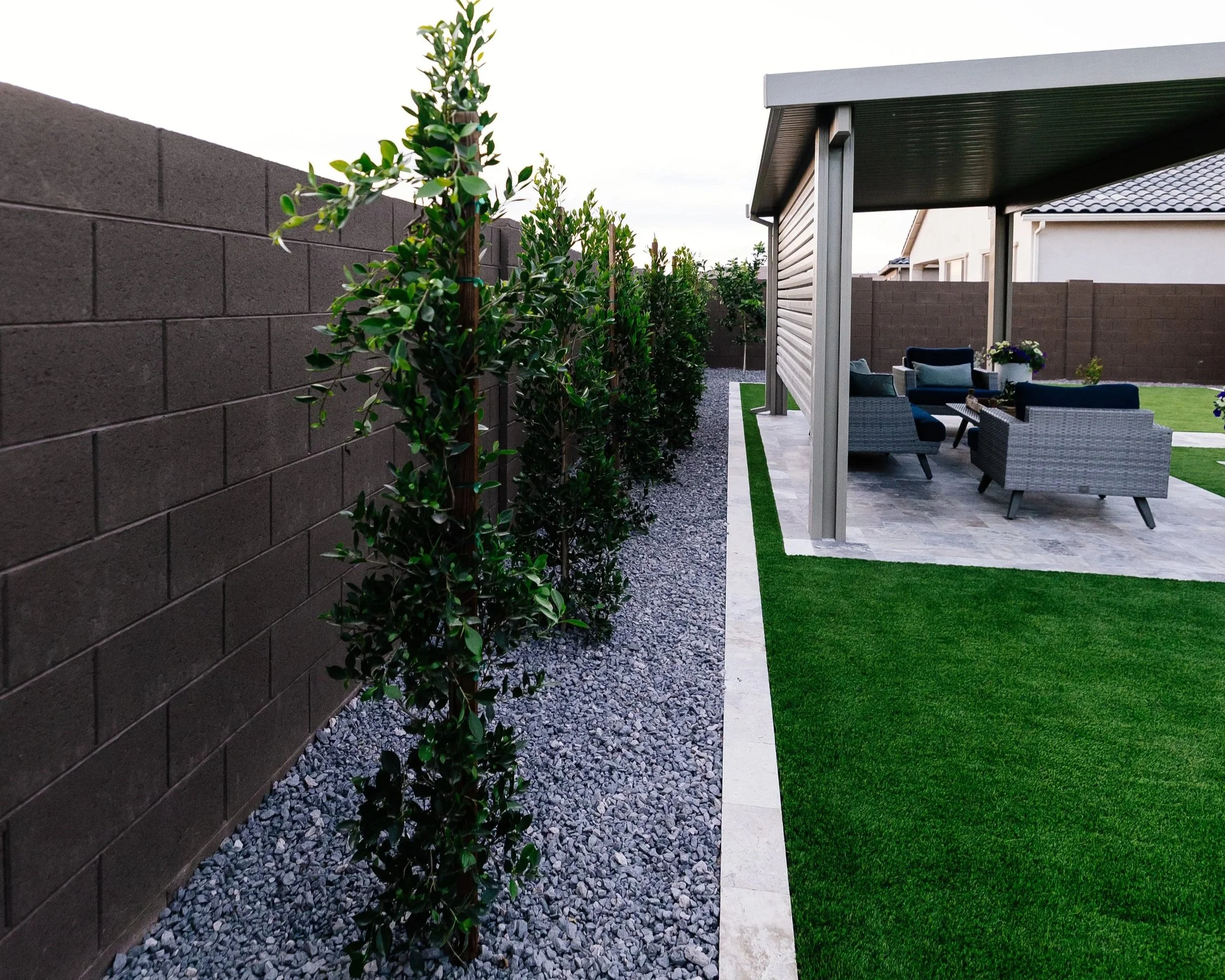 Trees planted at this new build residential home near Queen Creek, AZ by Better Life Landscape and Design