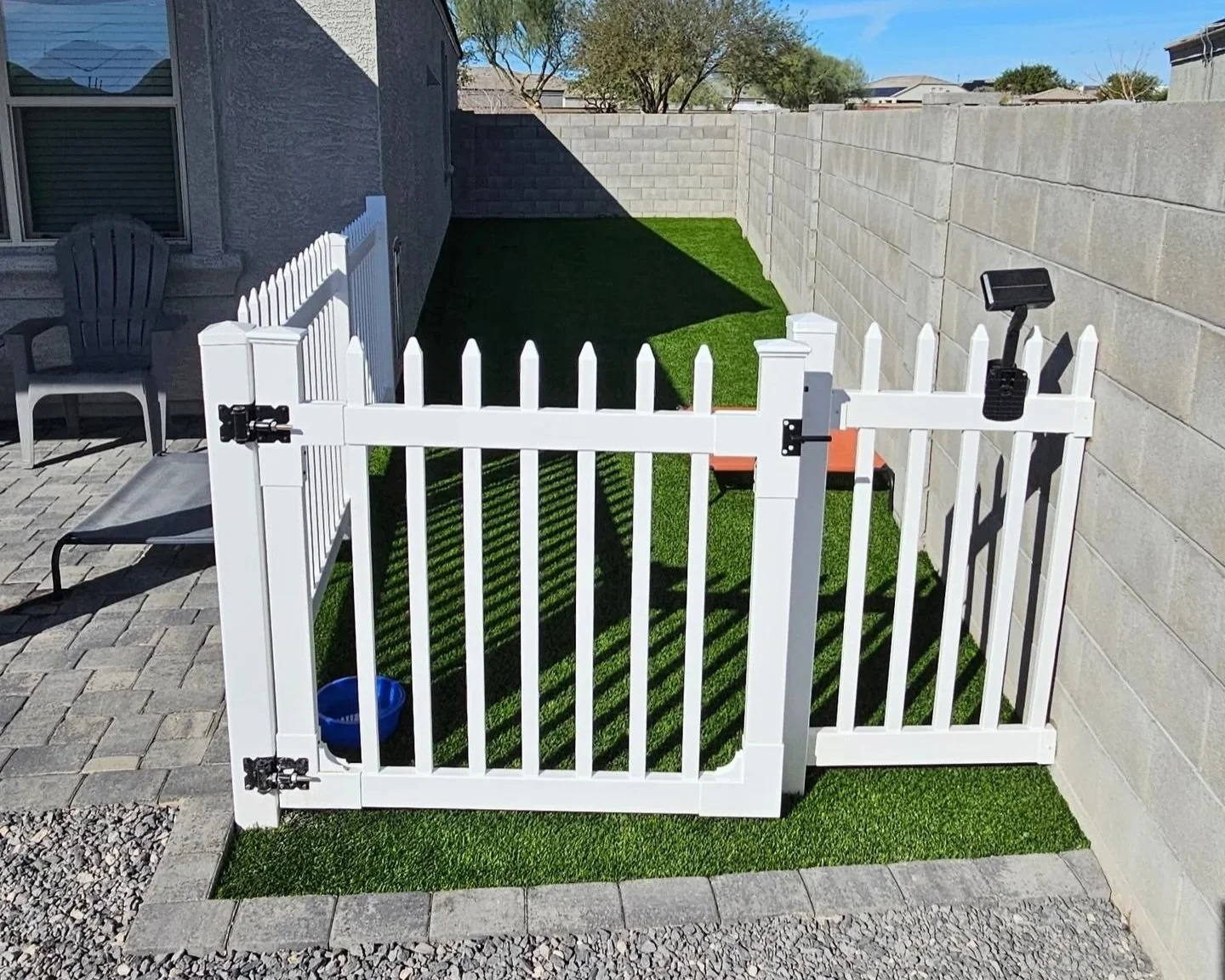 Turf dog run installation by Better Life Landscape &amp; Design at this residential property near Phoenix