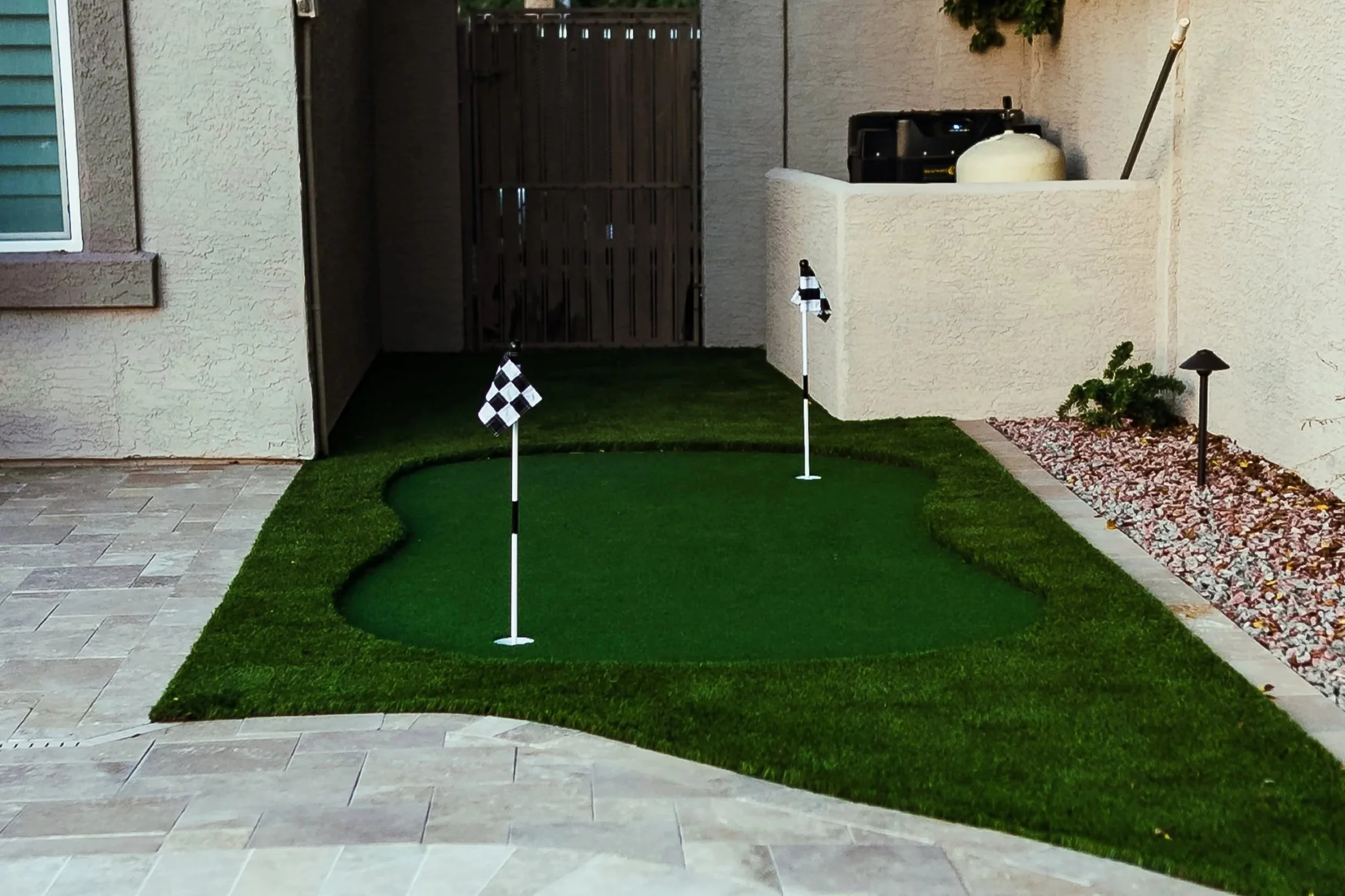 Turf Putting Green backyard installation in Glendale, AZ by Better Life Landscape and Design