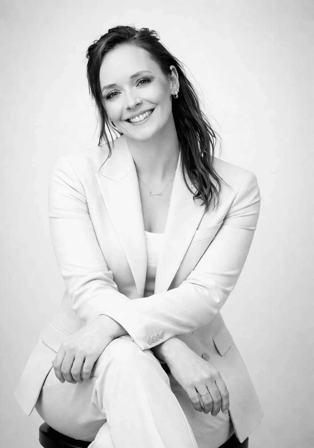 Black and white portrait of  Anna, designer at fox and fig digital, a designer  based in salisbury