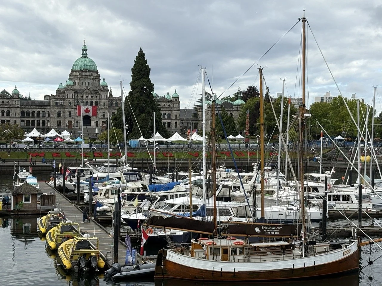 14 - Victoria is the capital of British Columbia.  The Parliament Buildings are in the background of this shot of the marina.