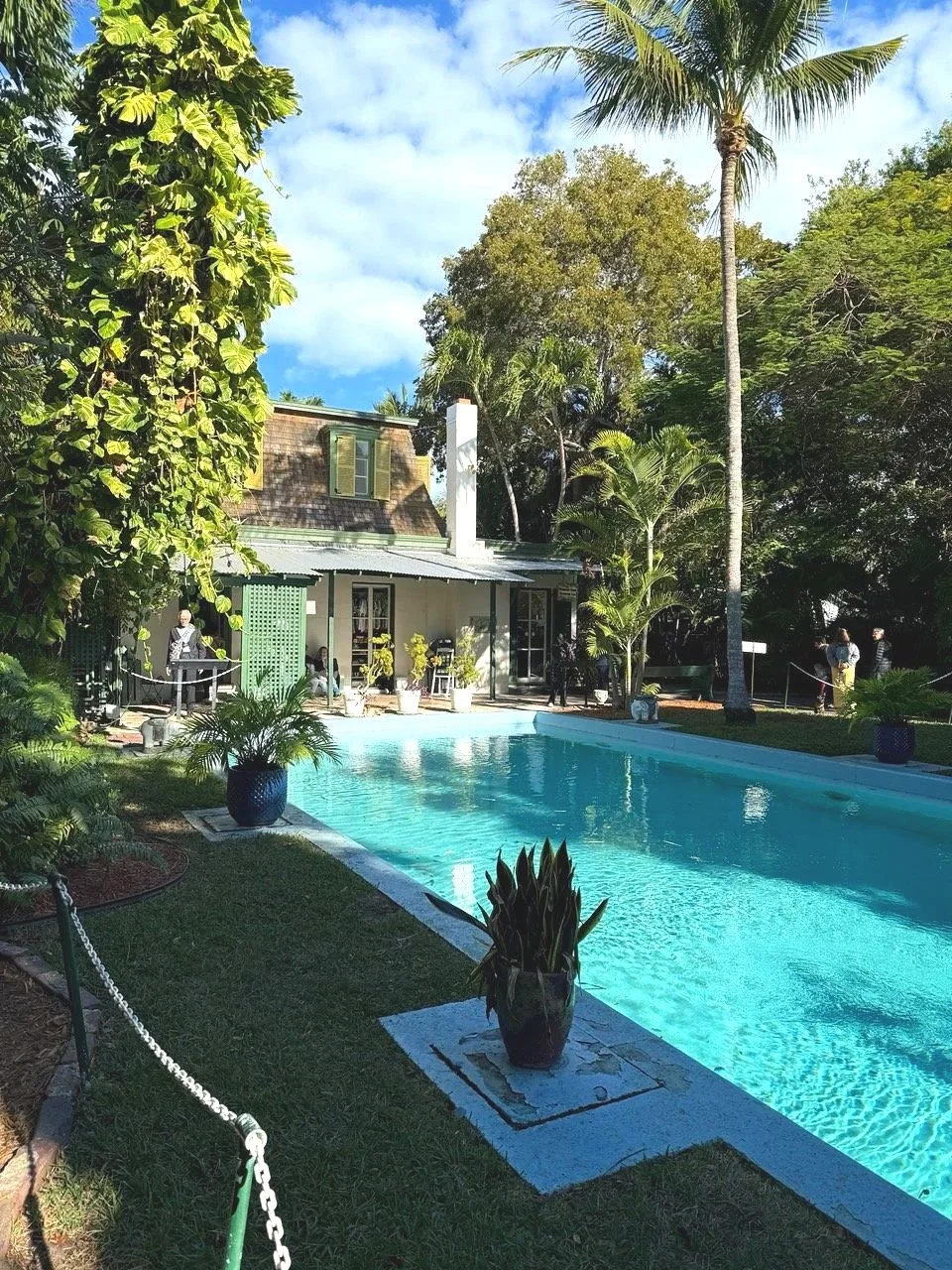 43 - While Hemingway was reporting in Spain in 1937, his wife Pauline installed a large pool on the grounds. The first swimming pool in the Florida Keys, the pool was immensely expensive. At $20,000, it was two and a half times the purchase price of 