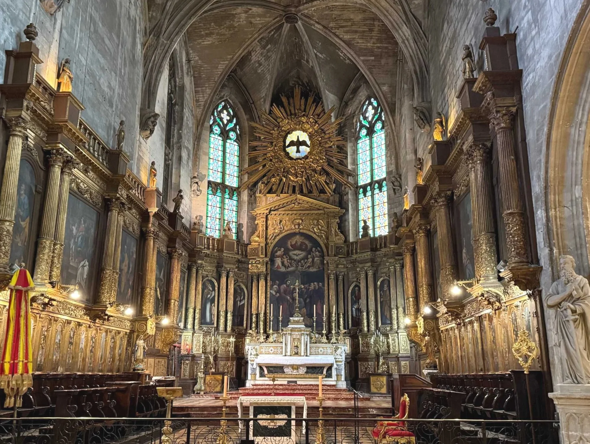 50 - The basilica's beautiful altar was crafted in 1634.  The original altar was moved to an Avignon church several miles away.