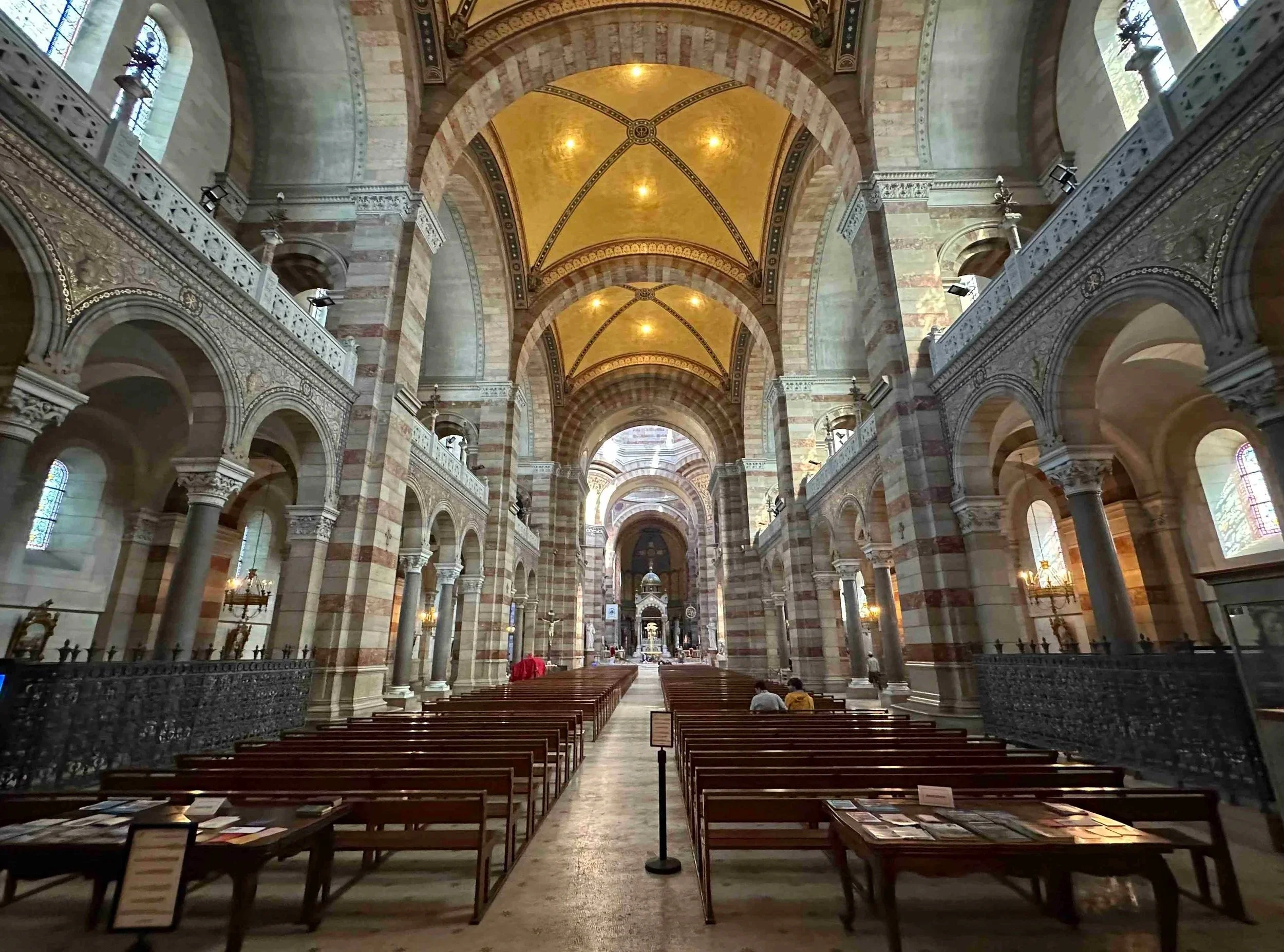 90 - Work on La Major was completed in 1893, almost 40 years after it began.  It is one of the largest cathedrals built in France since the Middle Ages. Its dimensions are comparable to those of St Peter’s Basilica in Rome, allowing it to hold 3,000 