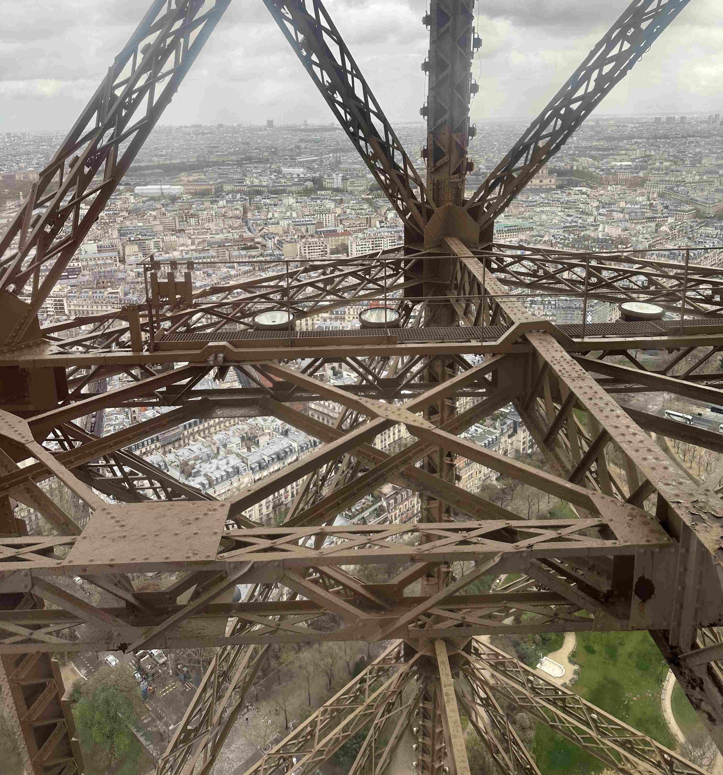 17 - Riding the elevator up is great way to get a close-up look at the many bones holding the structure together.