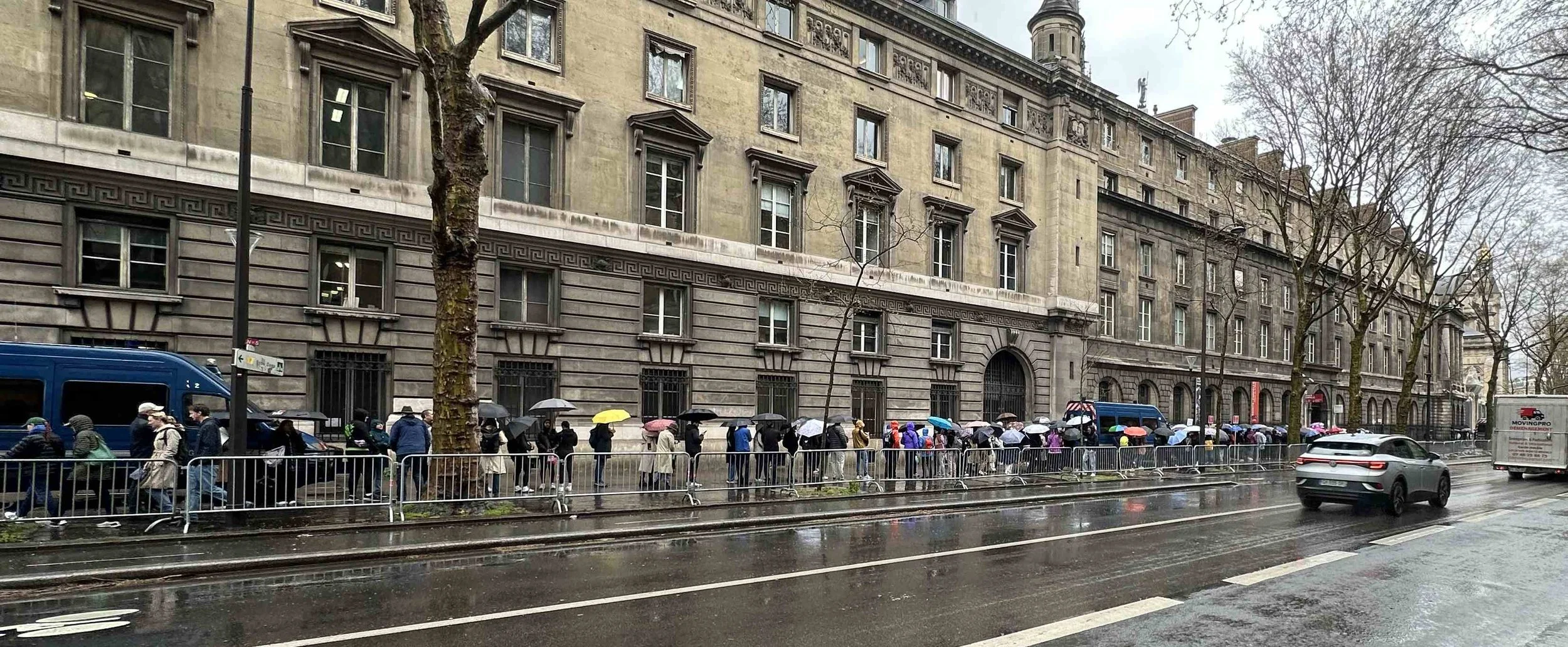 37 - We planned to visit the Sainte-Chapelle, a small chapel famous for its stained glass windows, but gave-up after waiting in the painfully slow security line for at least an hour in the rain.  We've actually paid for Sainte-Chapelle tickets four d