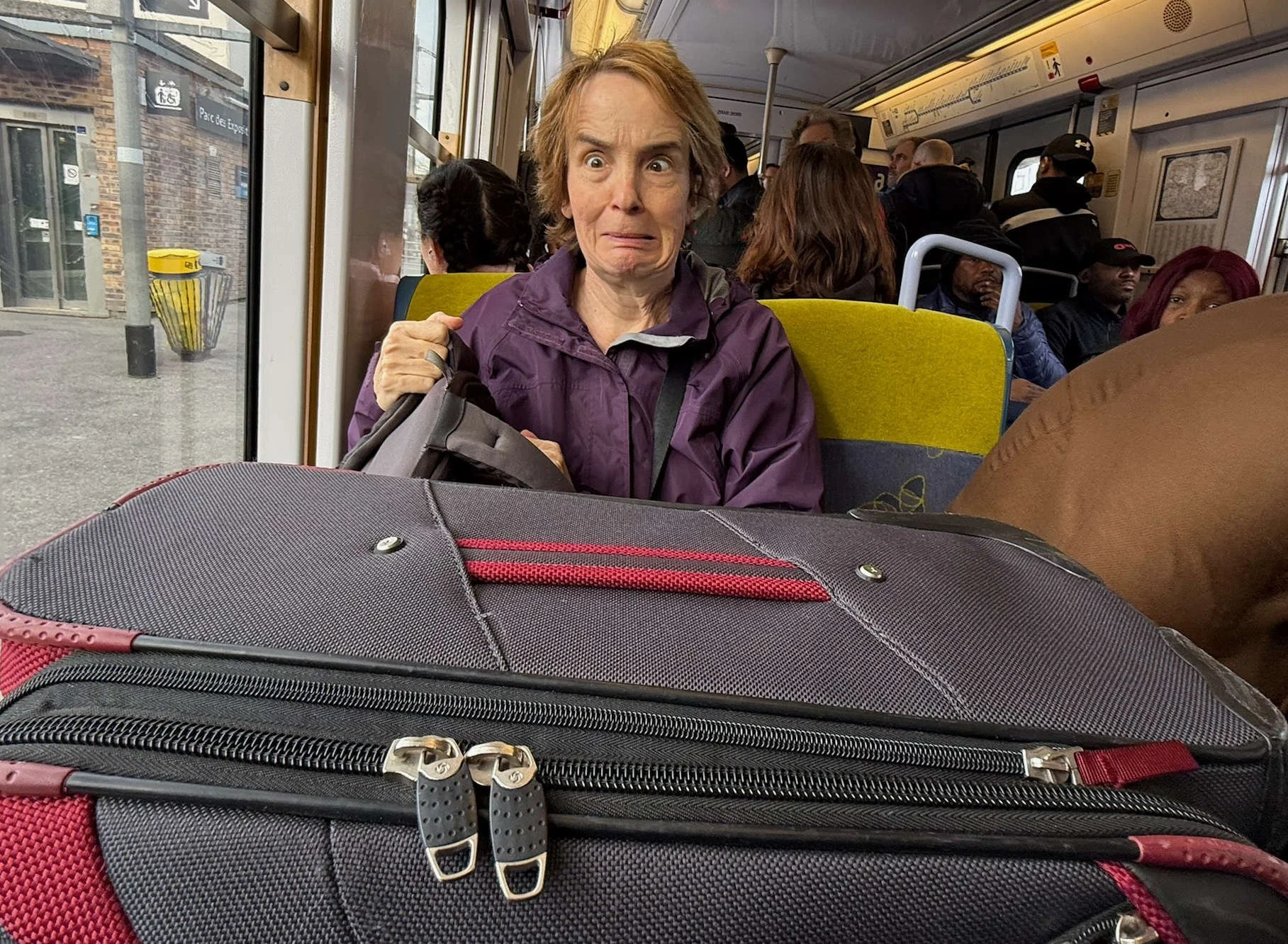 03 - We then found ourselves on a very crowded rush hour train. The photo does not do the situation justice -- we were all packed-in like sardines.