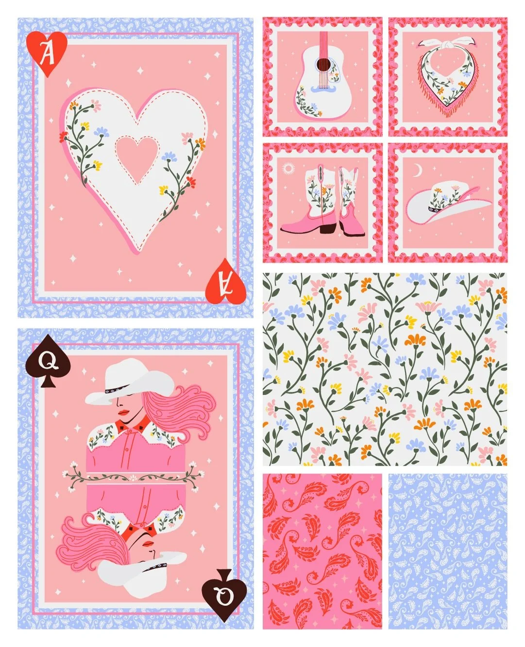 Western inspired but make it girlie. 🤠🌸💕

This was such a fun prompt for @arthustleinsider 
I really have so much fun creating all the different elements and putting together a cohesive collection. Flowers, paisley, cowgirl attire, I love it all! 