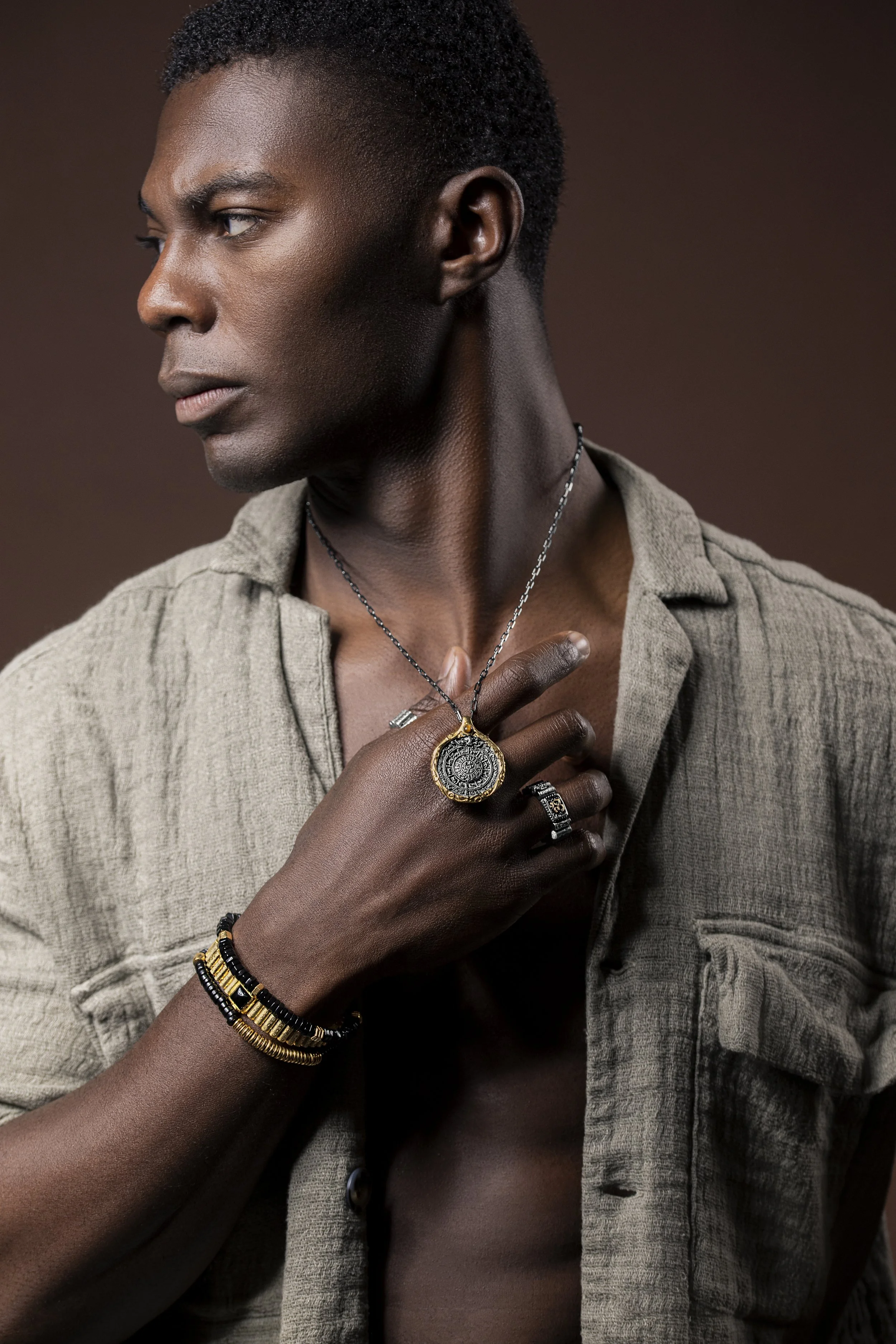 Men jewelry photography with model 