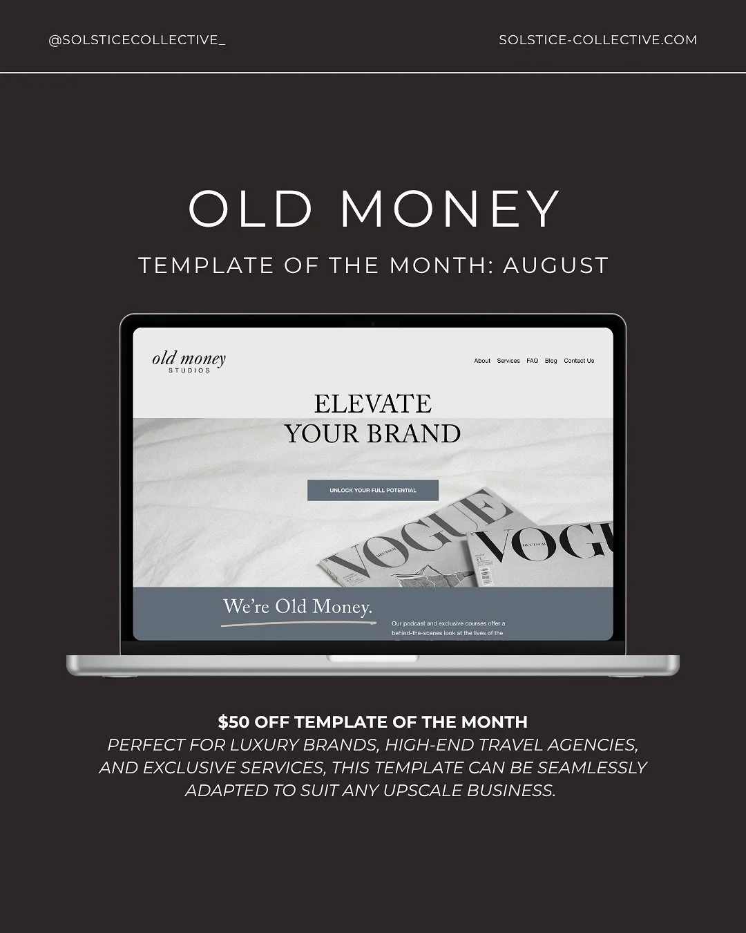 Looking for a website that speaks to timeless elegance and elevated design?

Meet Old Money, our August Template of the Month!

✨ Designed for high-end brands, service providers, and travel professionals

✨ No-code and easy to customize

✨ $50 OFF th