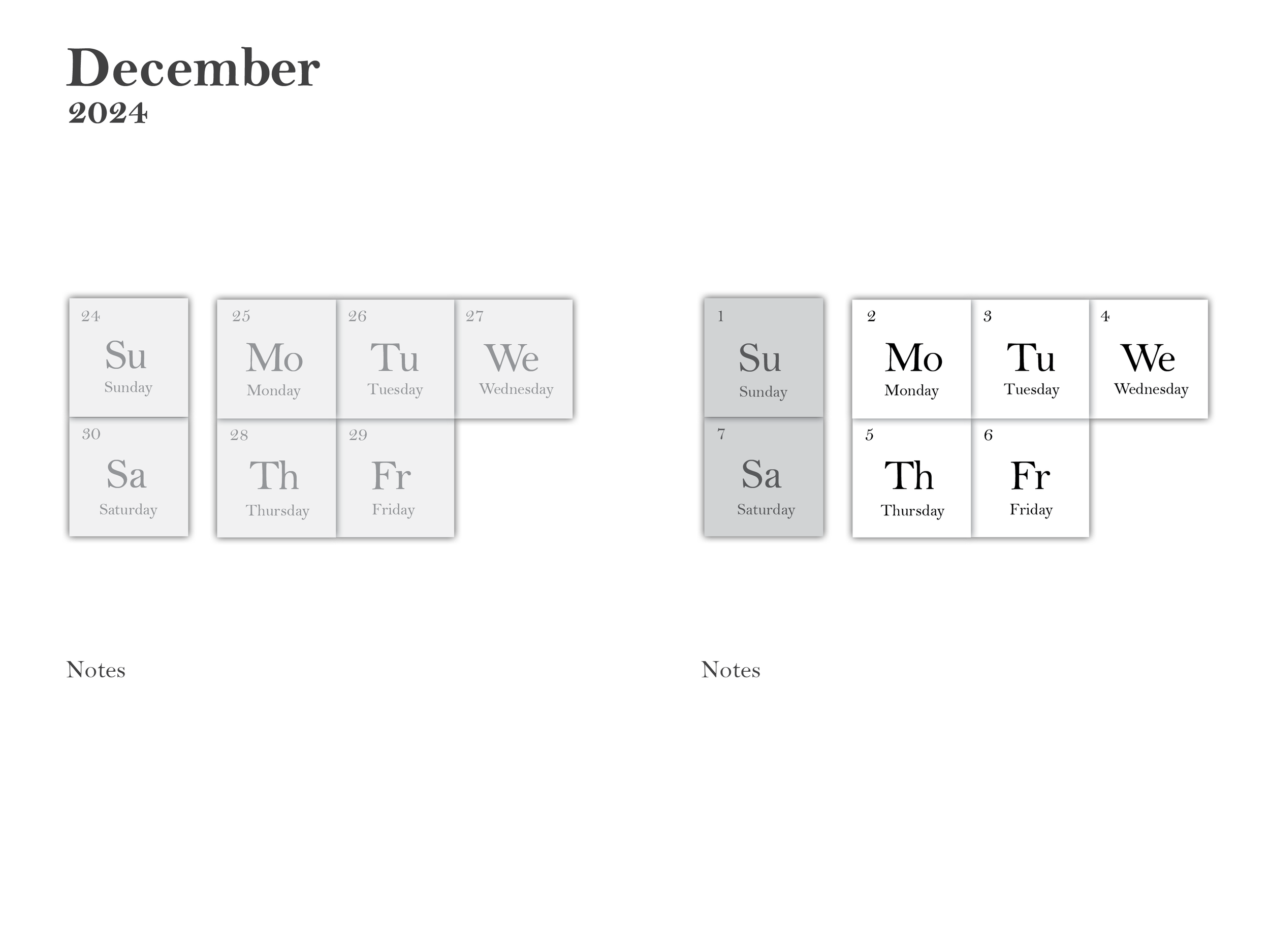 December Example Spread