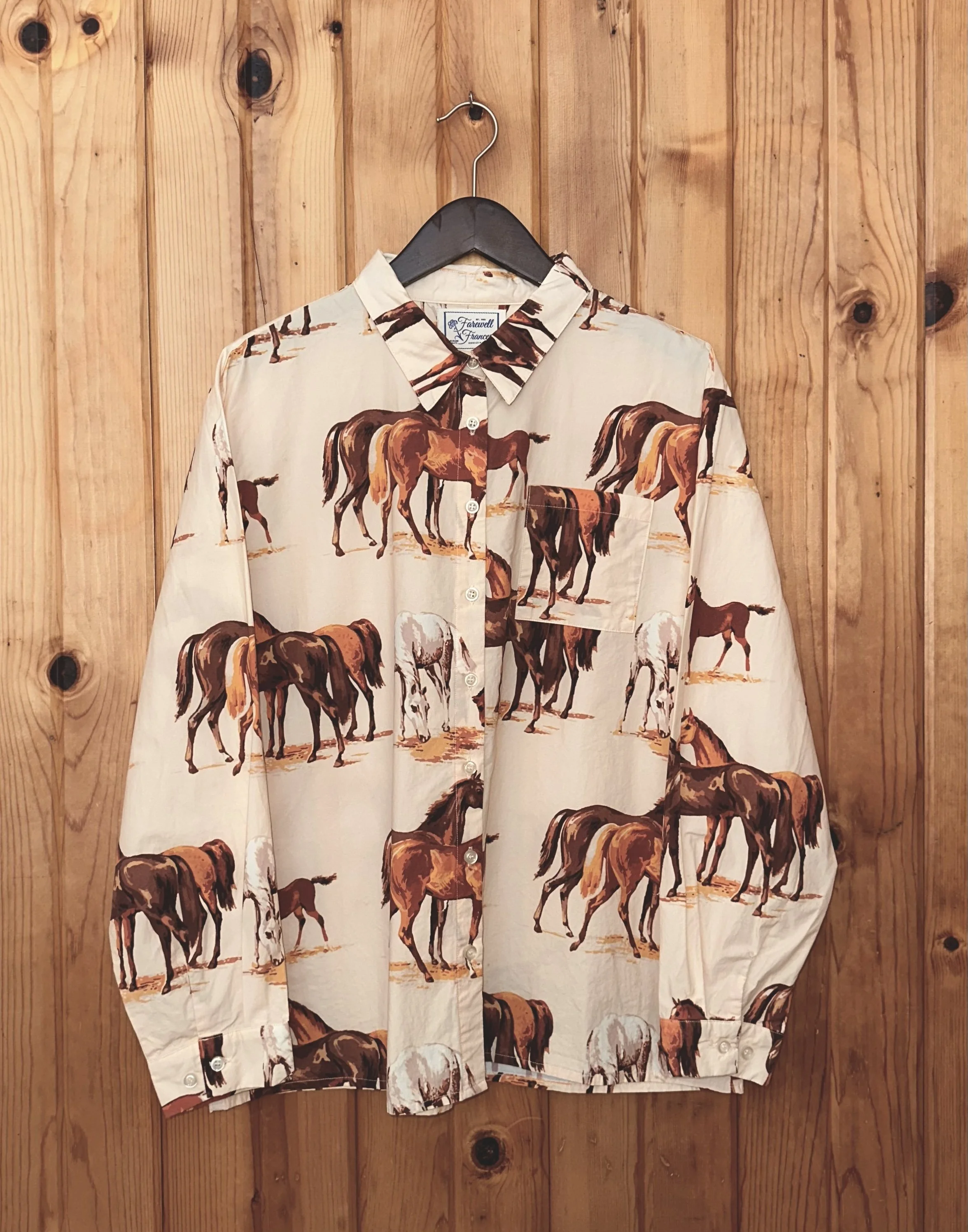 Horse Print Button Up