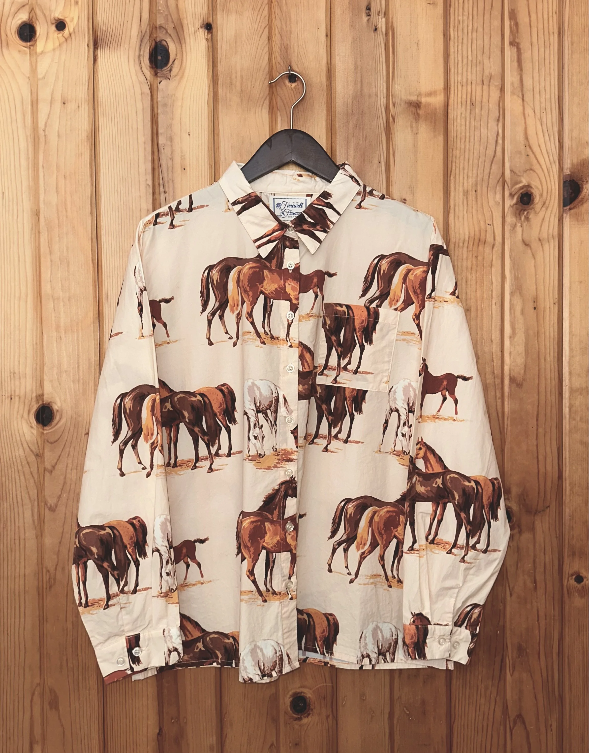 Horse Print Button Up