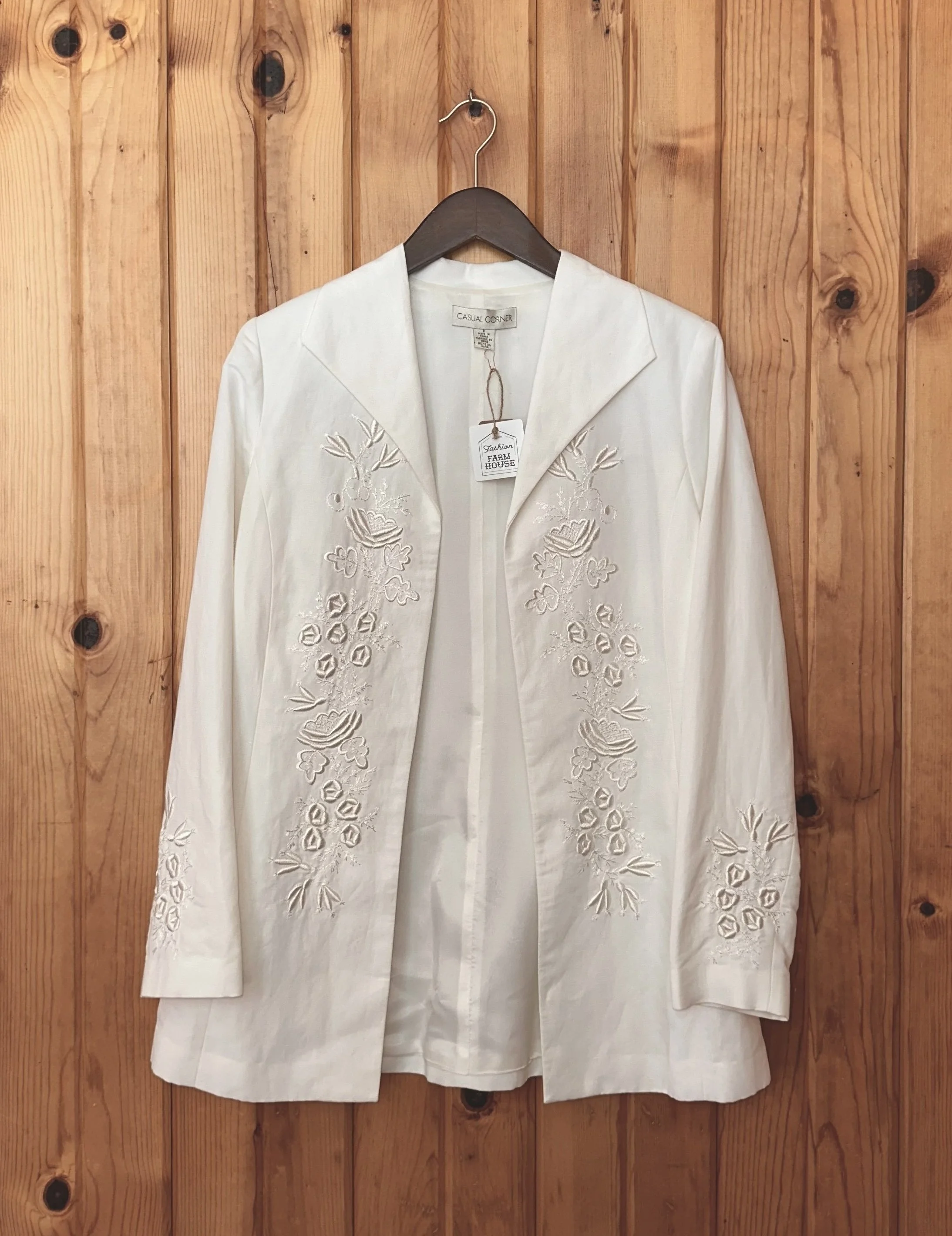 Embroidered Linen Blazer