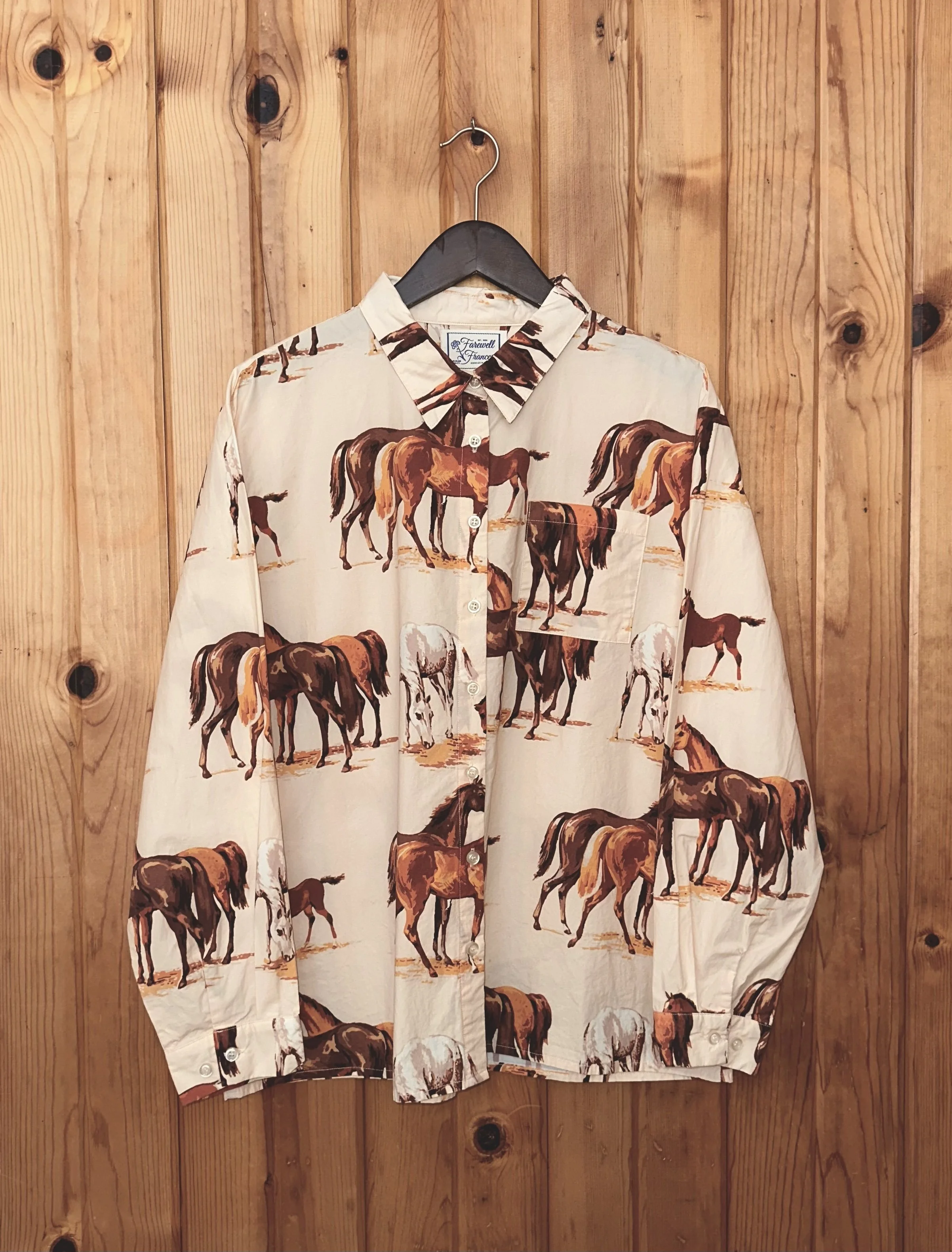 Horse Print Button Up