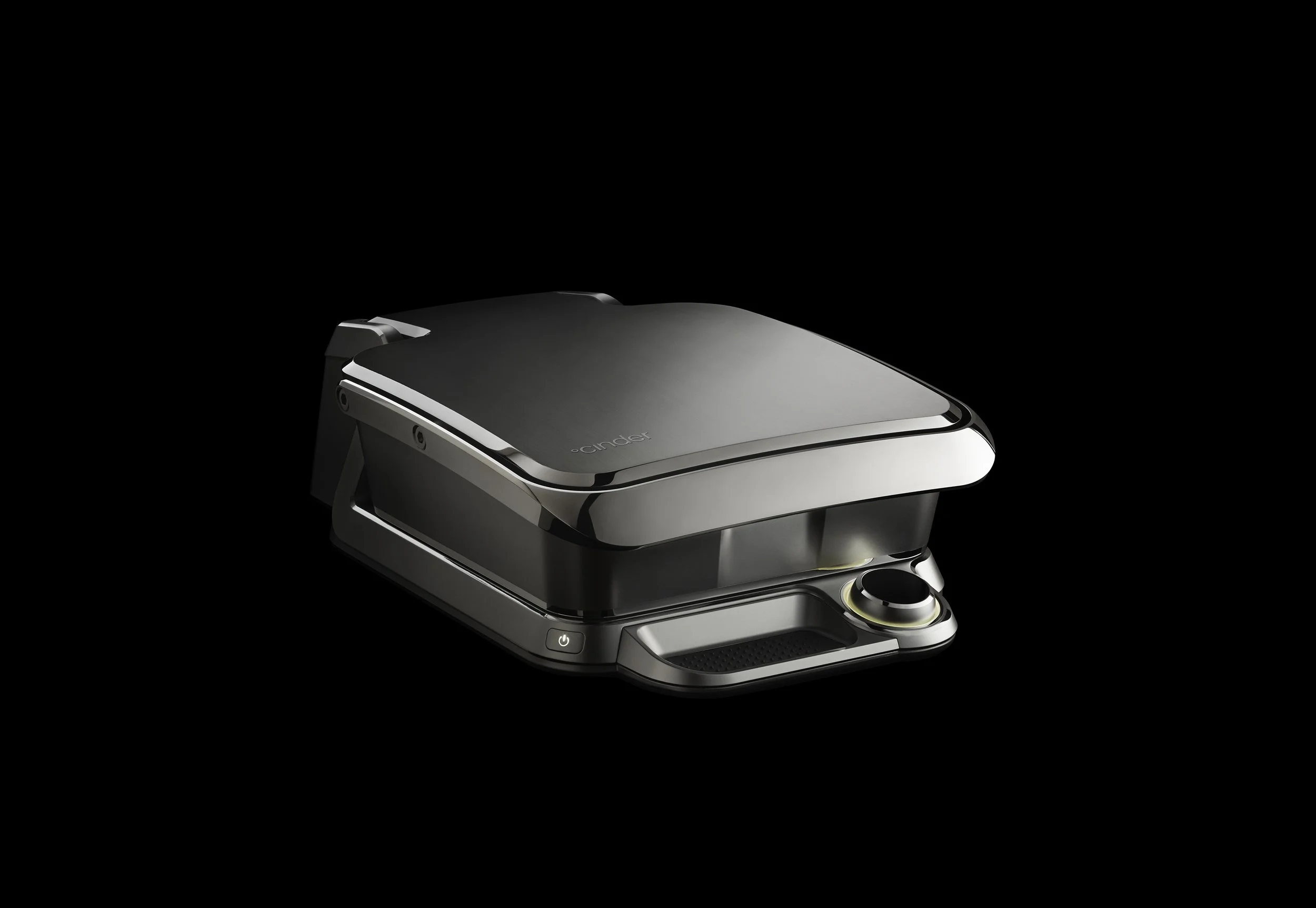 Cinder Sensing Cooker three quarter black studio view