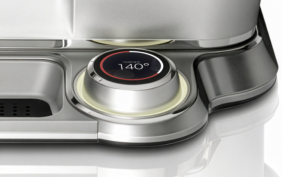 Cinder Sensing Cooker temperature control knob UI display close-up view