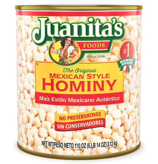 Juanitas White Hominy 6/110 oz