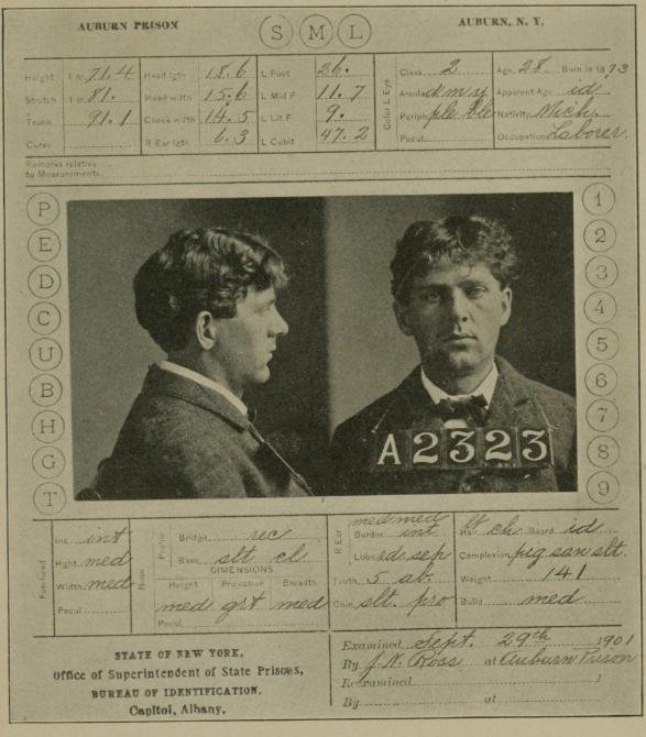 Leon Czolgosz's prison card