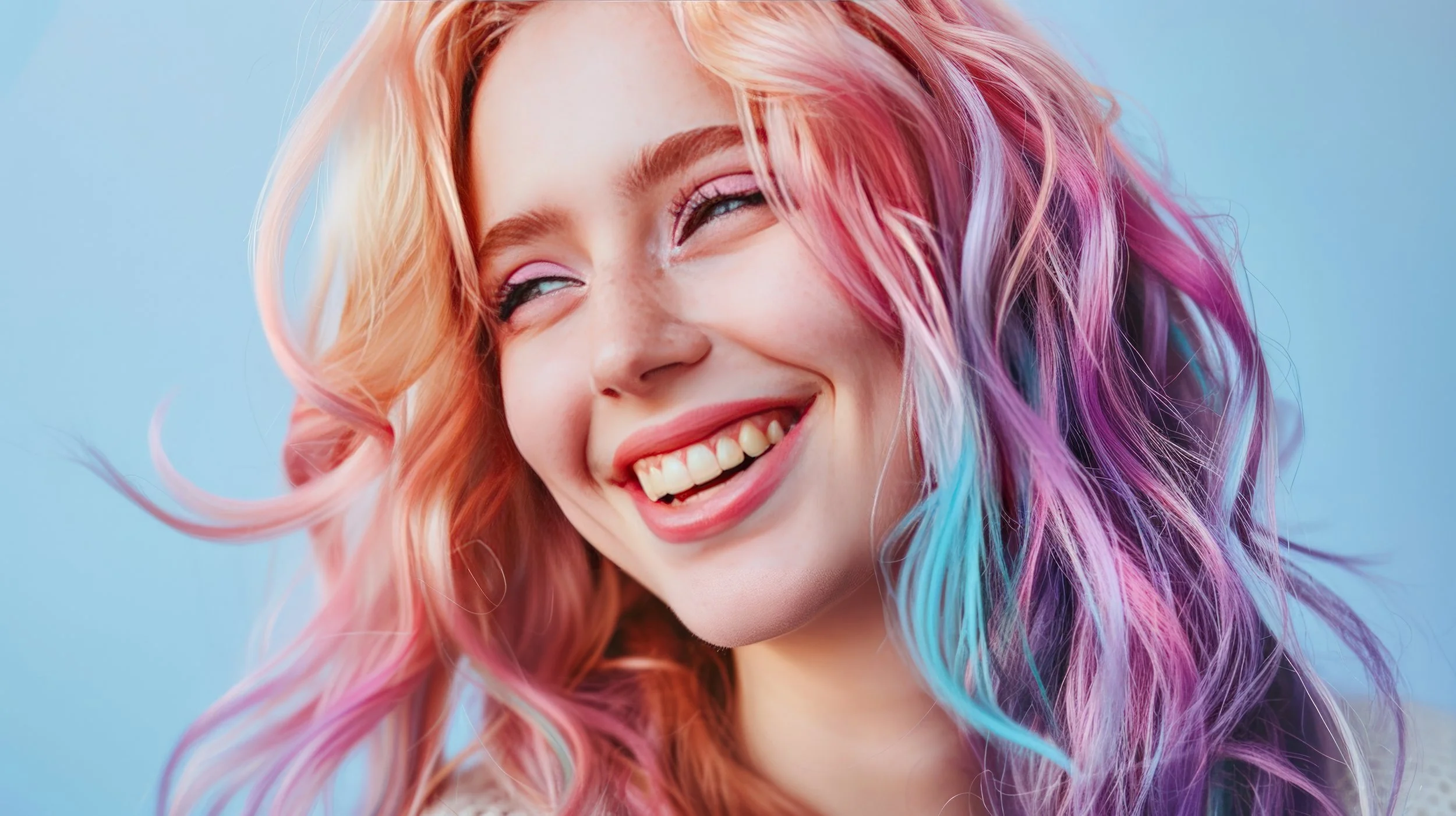 Vivid colors salon with double processing lightened hair with direct dye colors. funky hair salon for rainbow hair and hair dye for teenagers