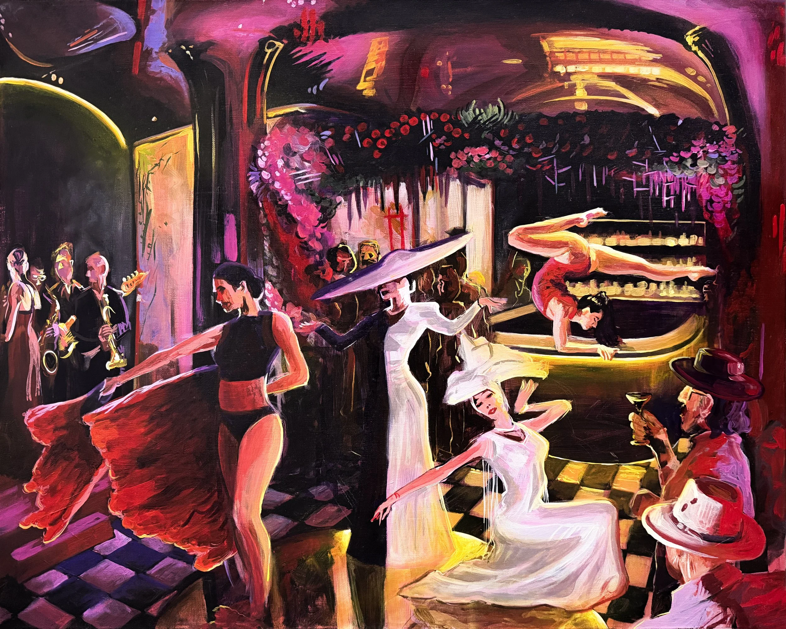 * Untitled (Wedding in Paris), 24x30 acrylic and acrylic ink on canvas, 2025