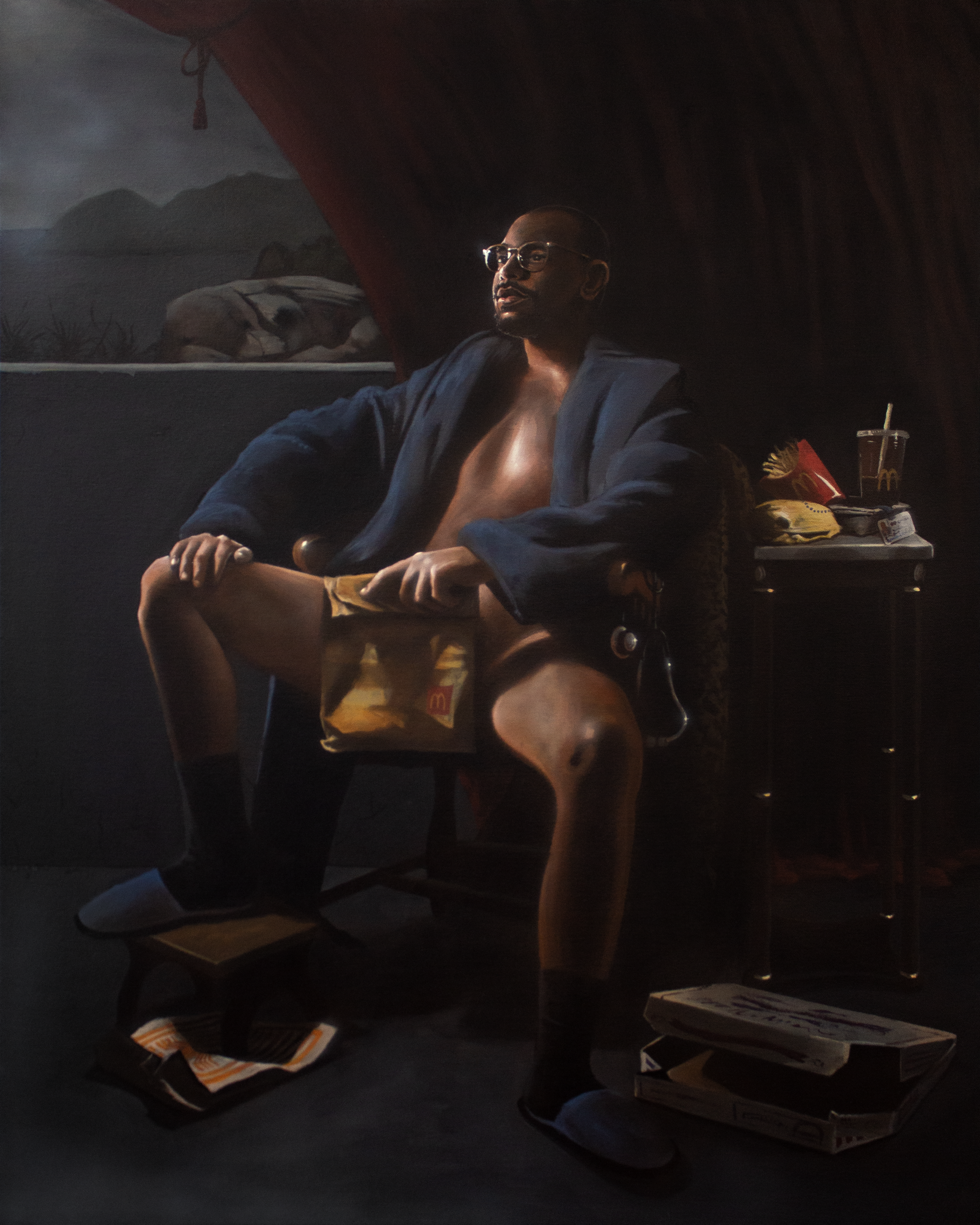 Portrait of Surafel, 30x24 acrylic and acrylic ink on canvas, 2023