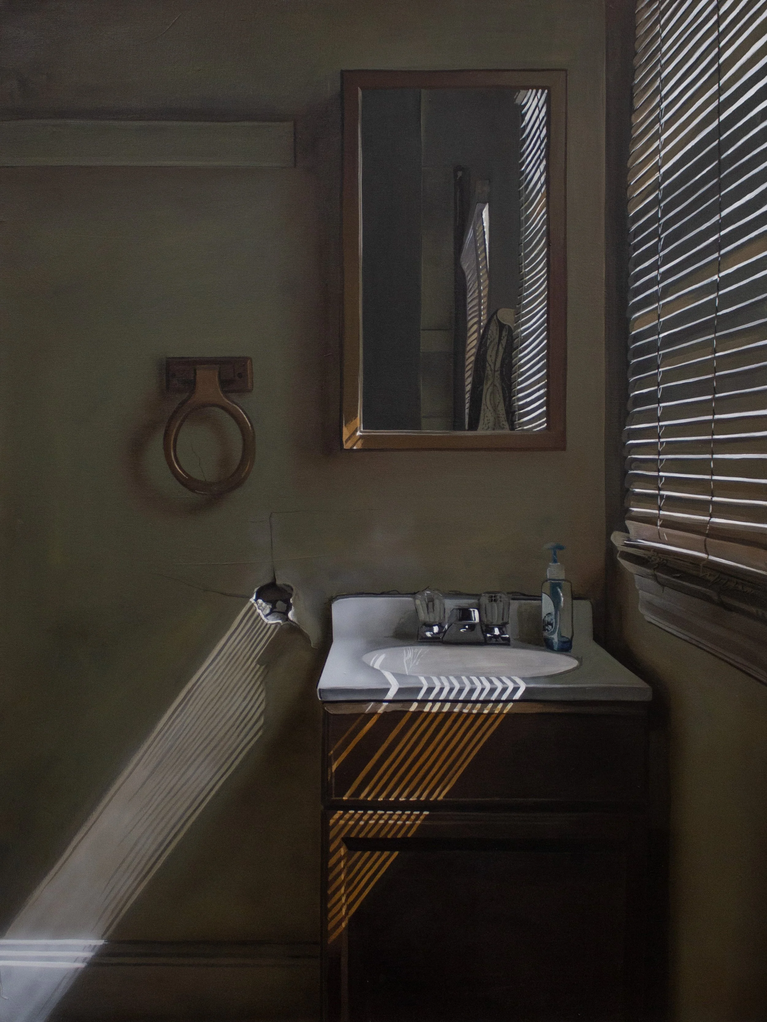 Bathroom on W23rd, 40x30 acrylic and acrylic ink on canvas, 2026