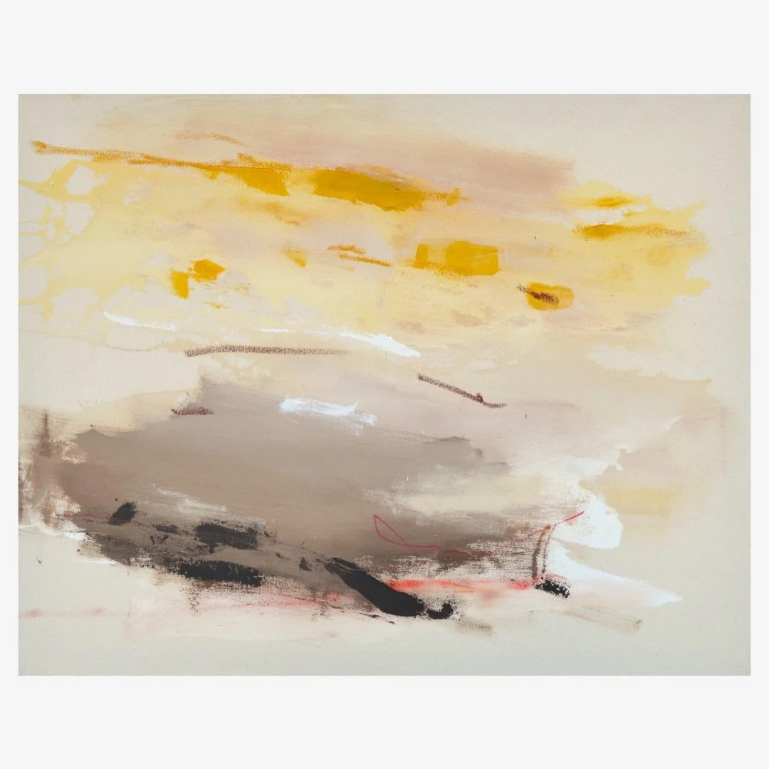 In my latest series, Sunrise, I use water to dilute my acrylic paint. It&rsquo;s the first step in the process and it always gives me a sense of peace and grounding. The outcome is organic and loose, feeling like a breath of fresh of air. 
.
&ldquo;S