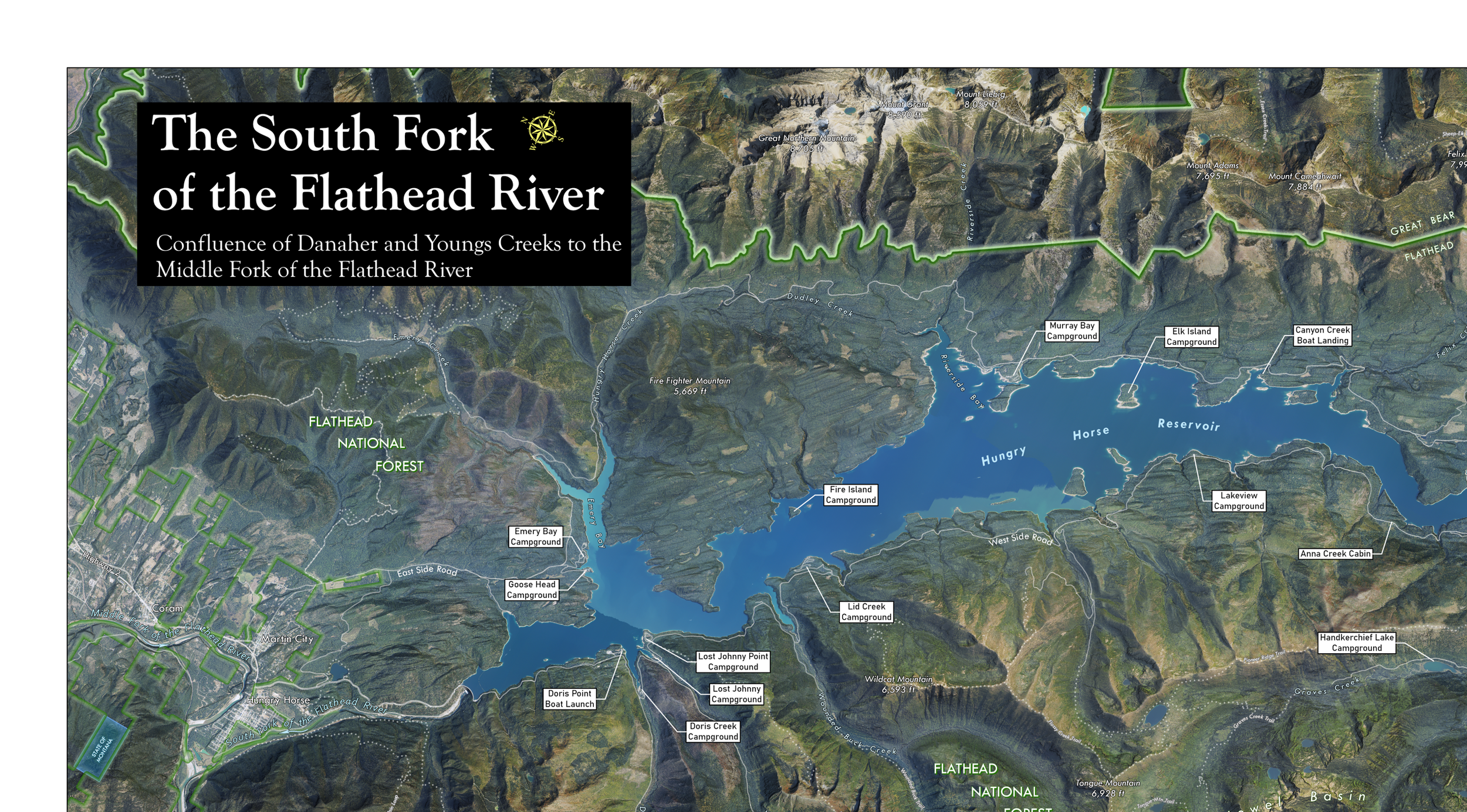 South Fork of the Flathead River Map