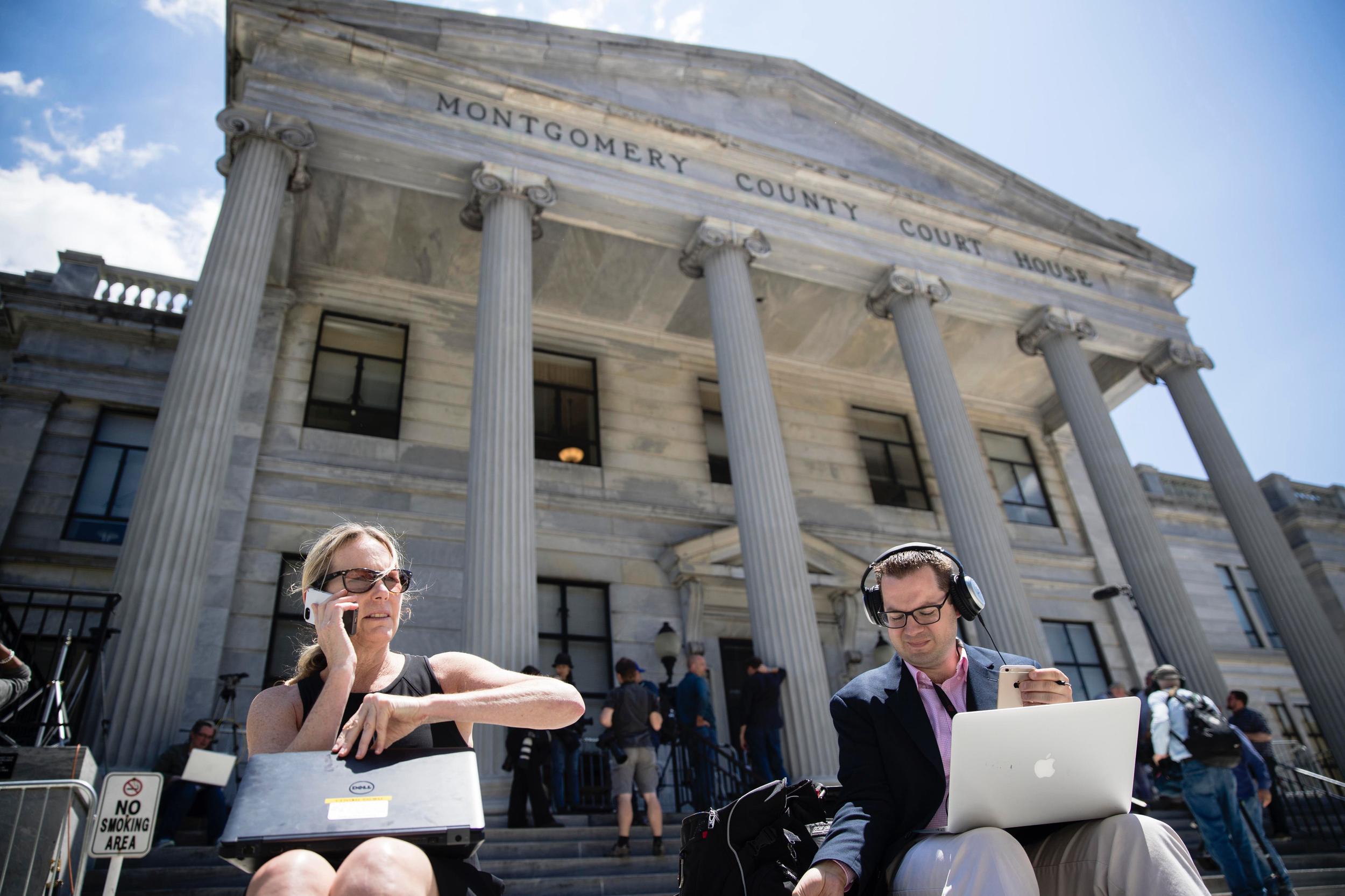 Dale covering the first Cosby trial in 2017.