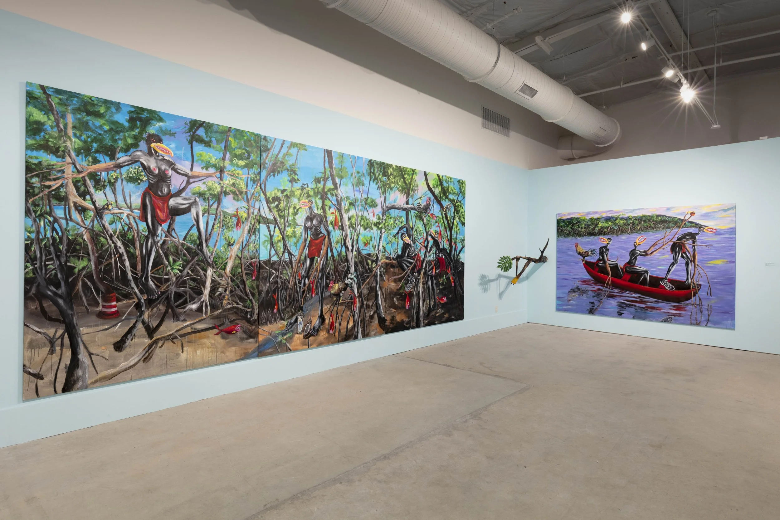 Ronald Cyrille aka B. Bird

The unkown land, 2024
Acrylic on canvas

Nature-elle la connexion, 2024
3D printed acrylonitrile butadiene styrene and spray paint

Odyssées d'une exile, 2024
Acrylic on canvas