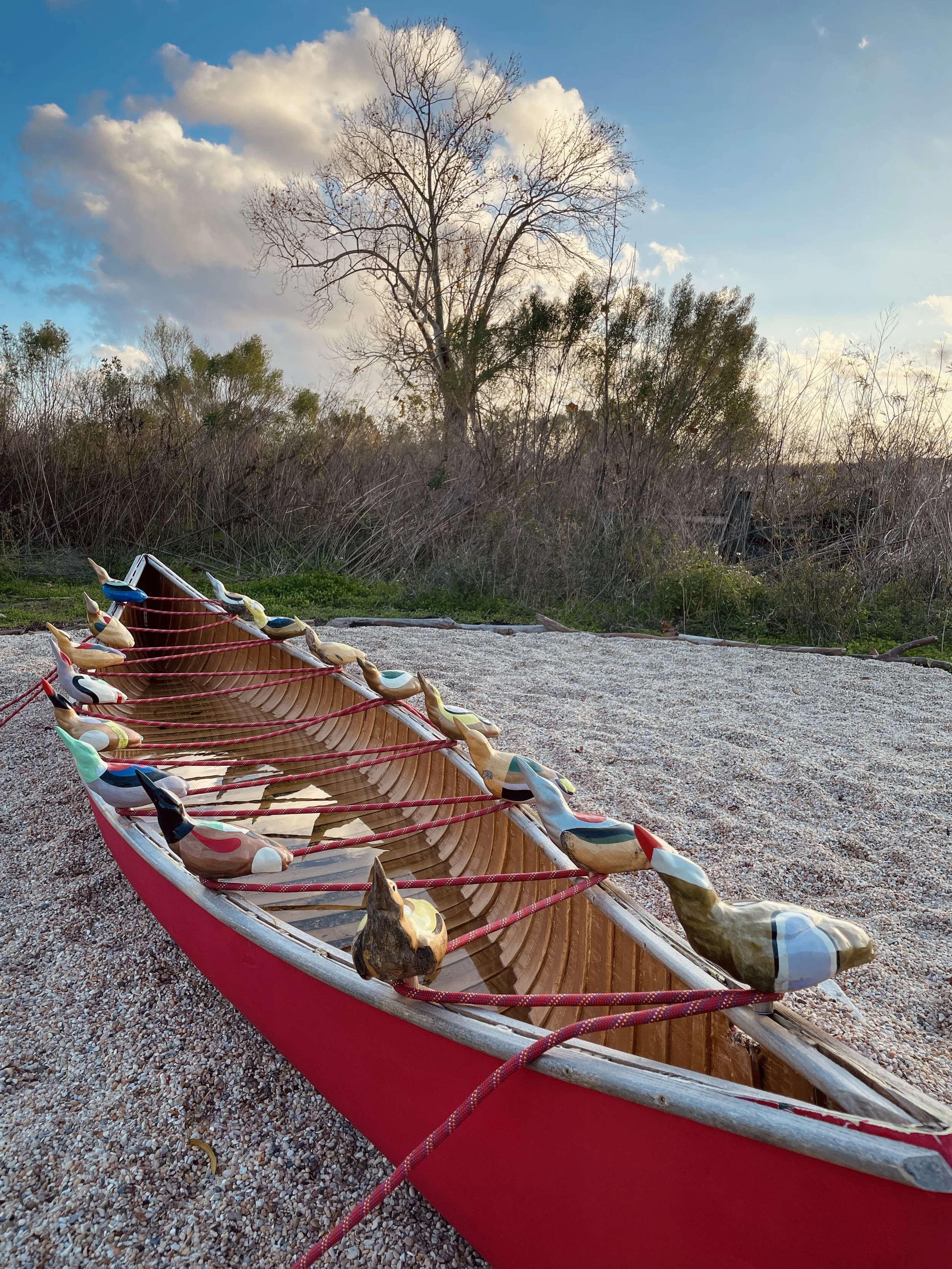 Andrea Carlson

Trade Cànoe for Earthdivers to Come, 2024
Canoe, wood, paint, rope, and stone