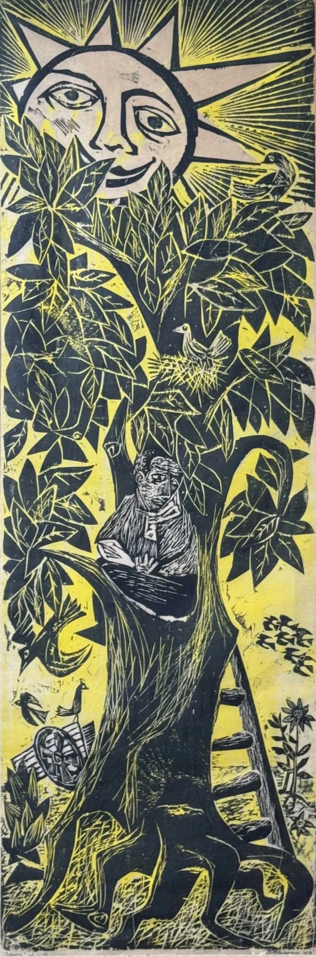 Woodcut print by Antonio Frasconi depicting "spring."