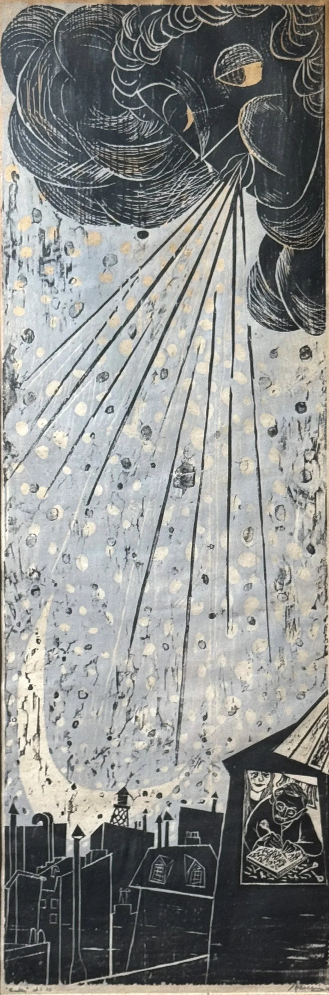 Woodcut print by Antonio Frasconi depicting "winter."