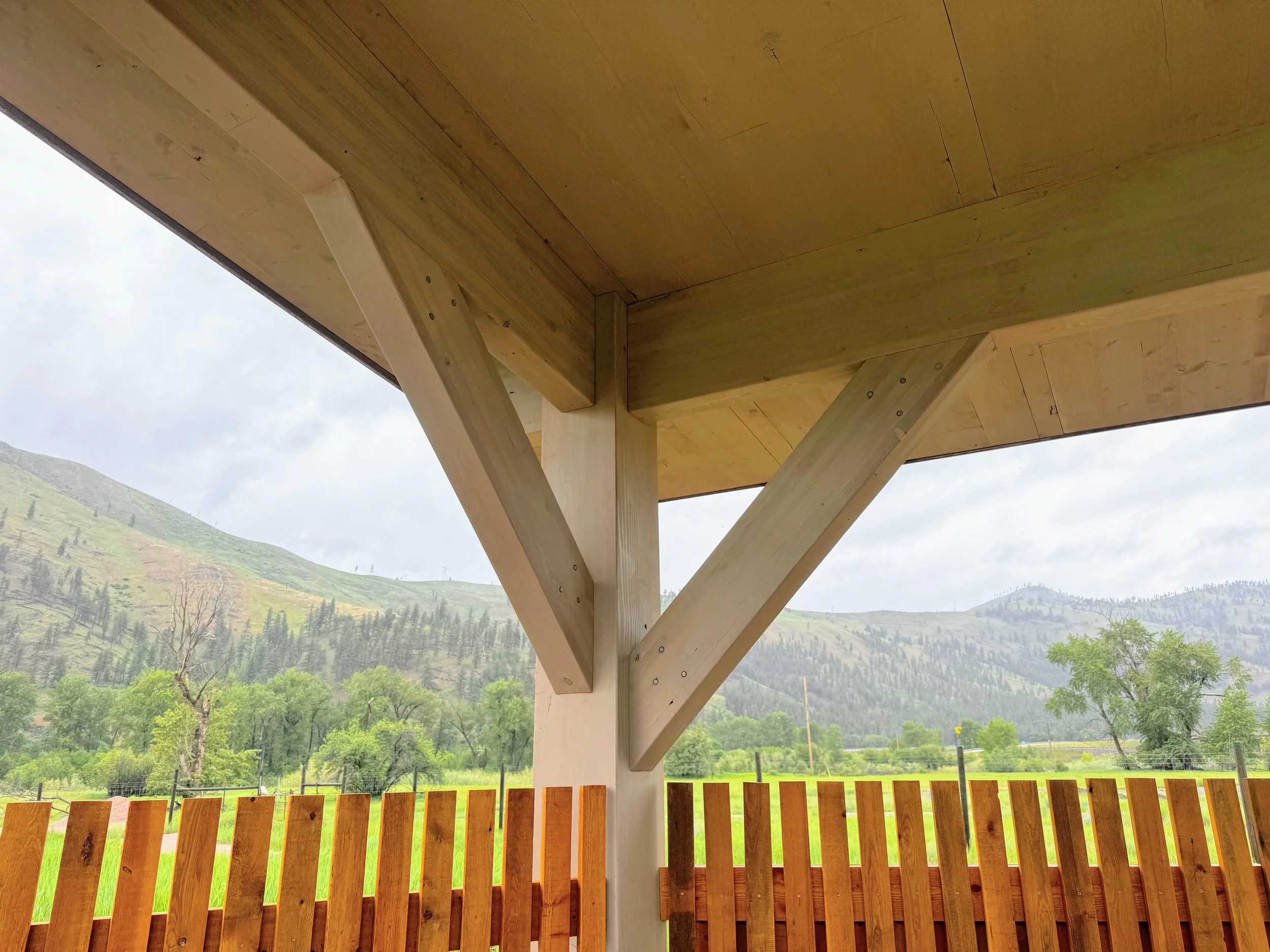 An image of a mass timber pavilion connection detail