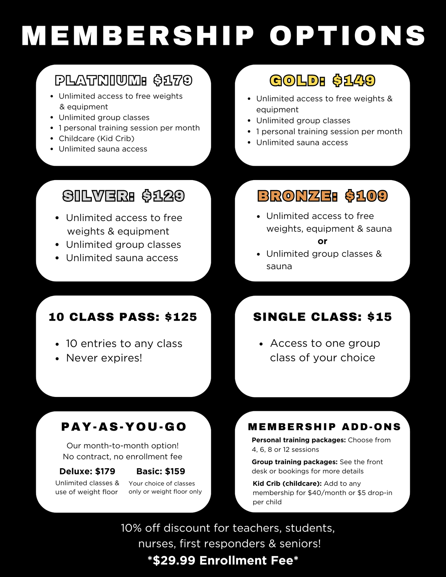 Memberships — Queen Fitness Studio