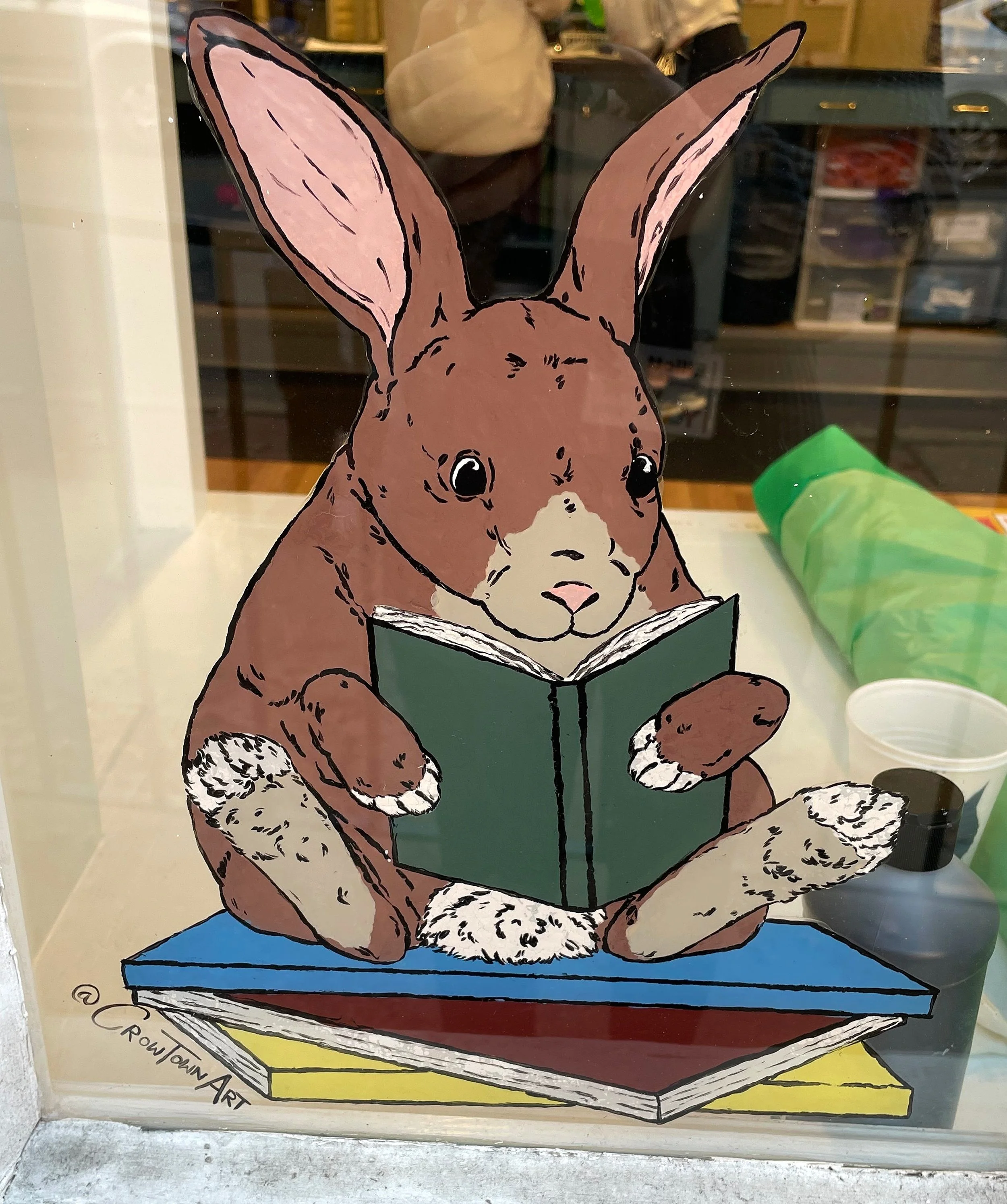 Acrylic paint on the window of Martin Memorial Library in York PA.