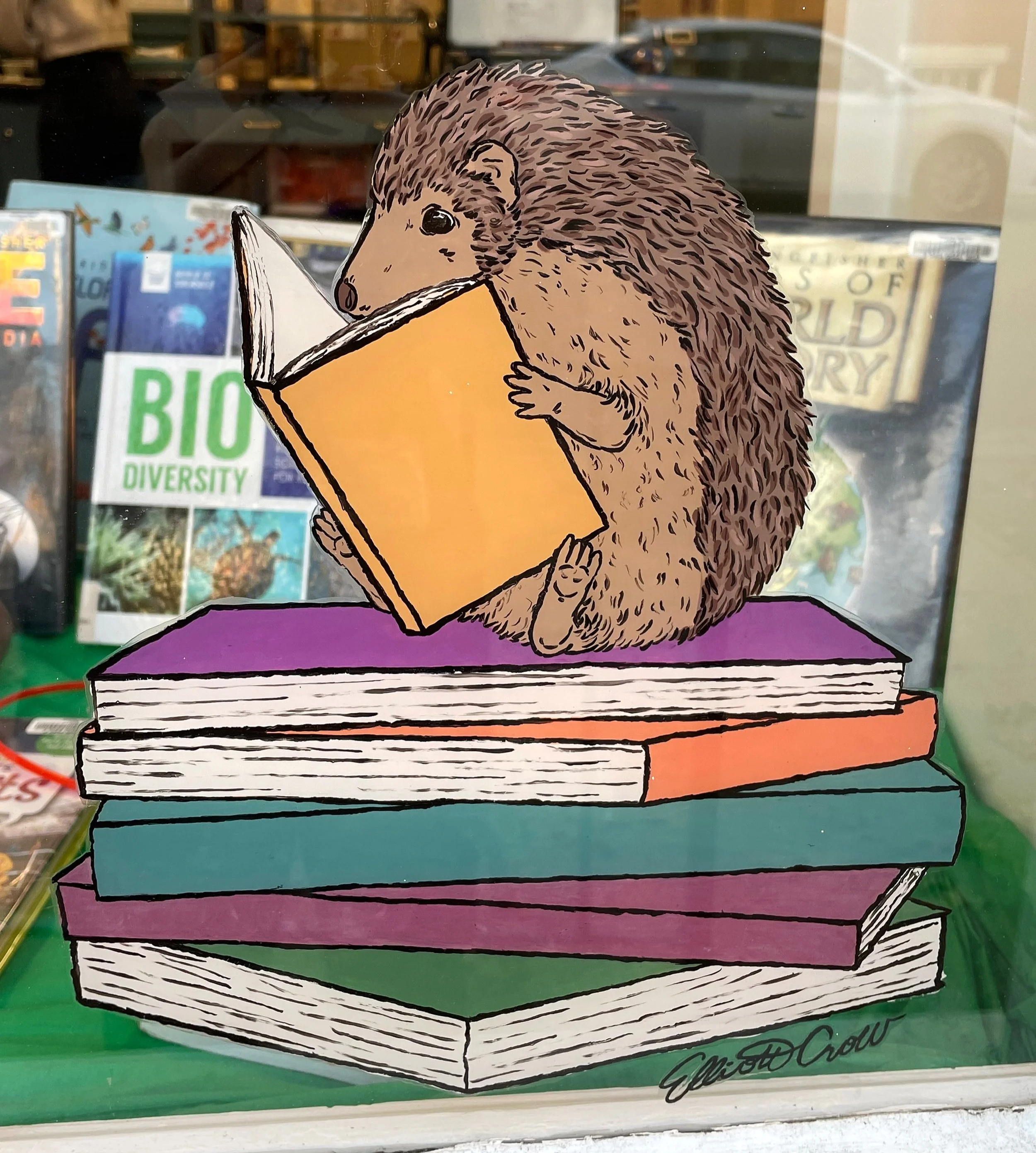 Acrylic paint on the window of Martin Memorial Library in York PA.