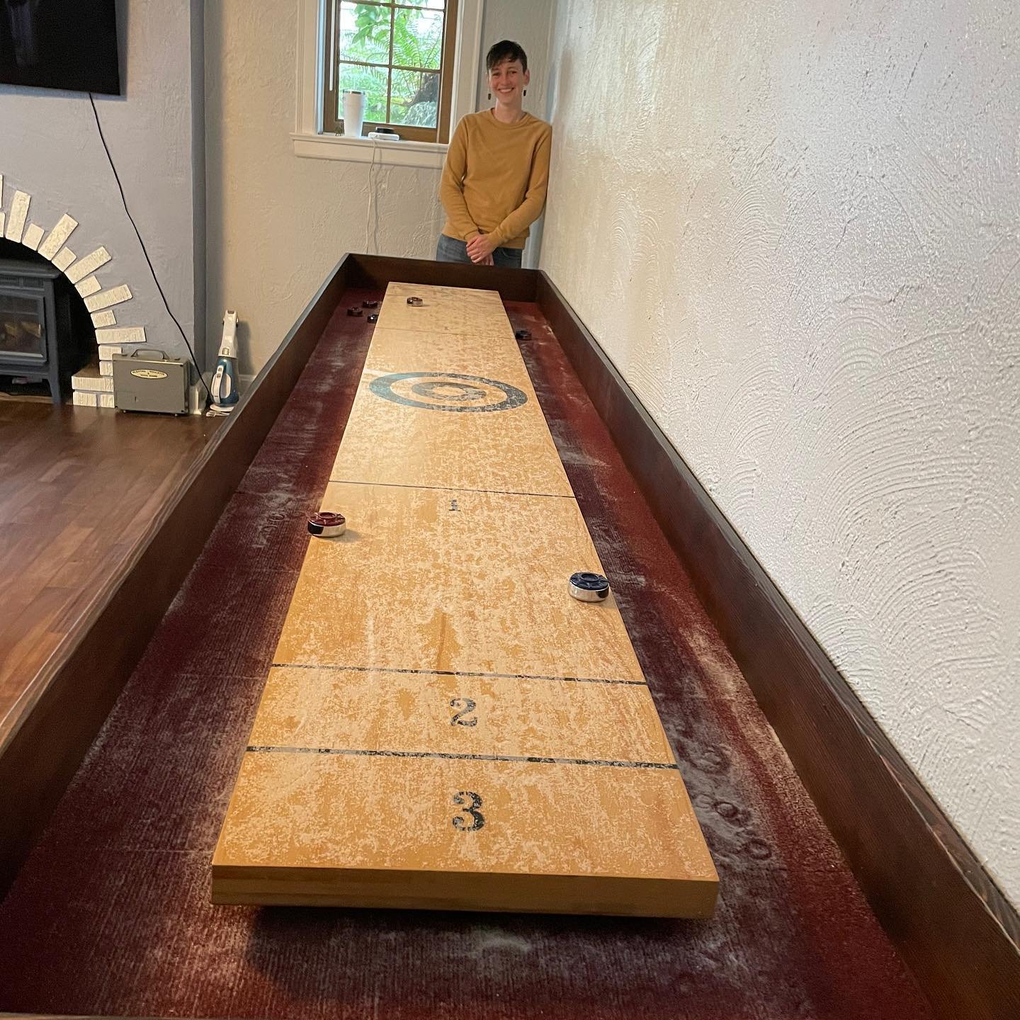 This is the project that started it all. My first venture into woodworking!
My partner and I wanted a shuffleboard table but we didn’t want to buy one so I figured I’d try my hand at building one. My background in Prosthetics & Orthot
