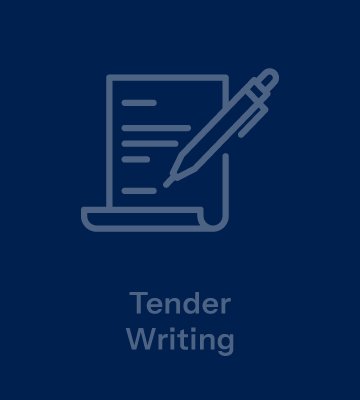 Icon of a paper with handwritten lines and a pen, labeled 'Tender Writing'.