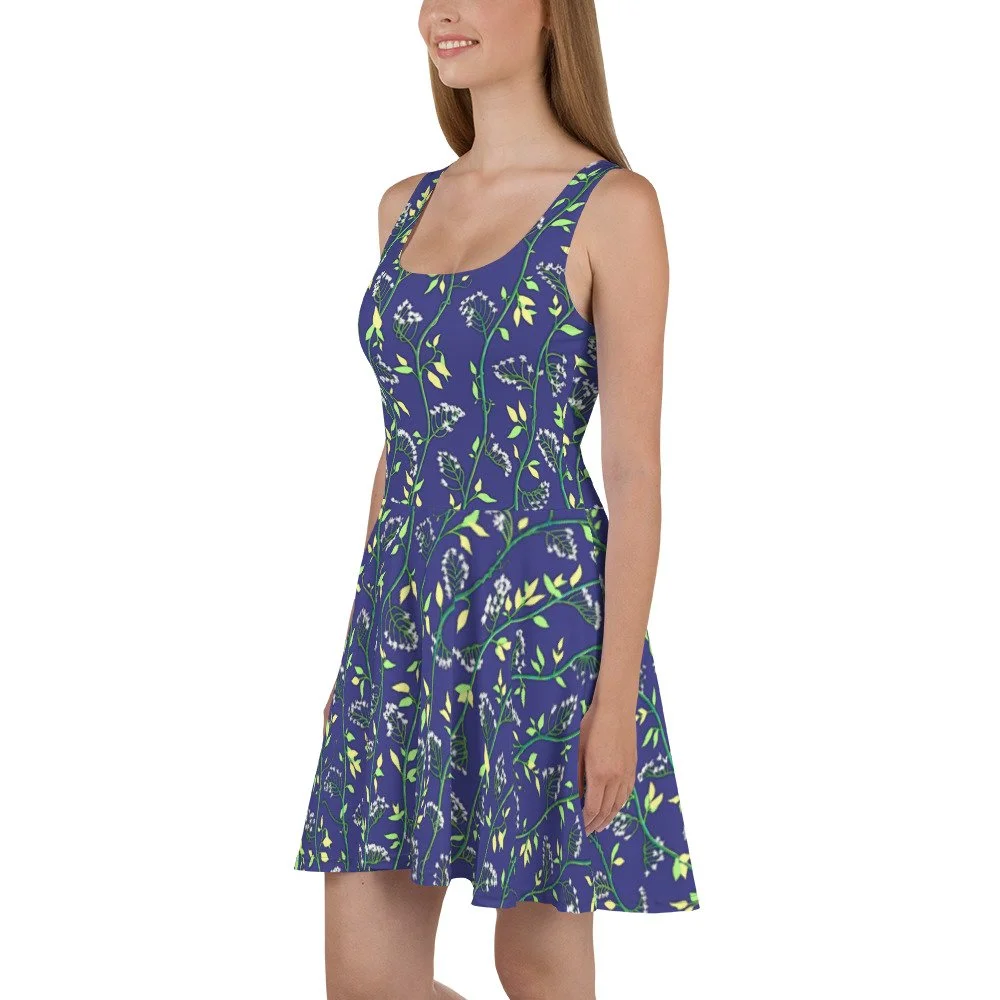 Blue Spring Vines Skater Dress — Randyverse
