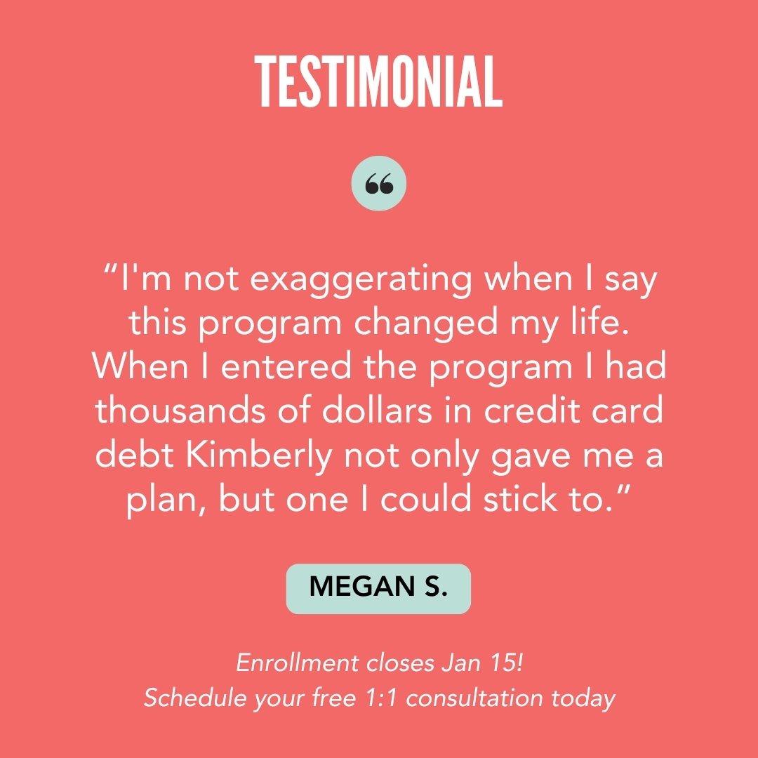 &quot;This program changed my life&quot; - former client 😊 Find out how 👇🏼⁣

A lot of clients enter my 1:1 Coaching Program like Megan, with a goal to pay off some type of debt... sometimes, multiple types 💳👩🏽&zwj;🎓🚑😬

But after working thro
