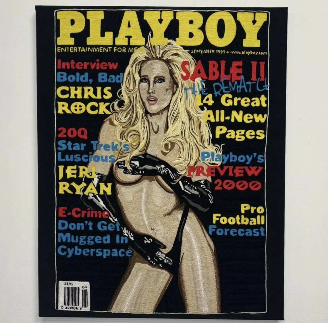 A vintage Playboy magazine cover from September 1999 featuring a woman with long blonde hair in a provocative pose, surrounded by colorful headlines.