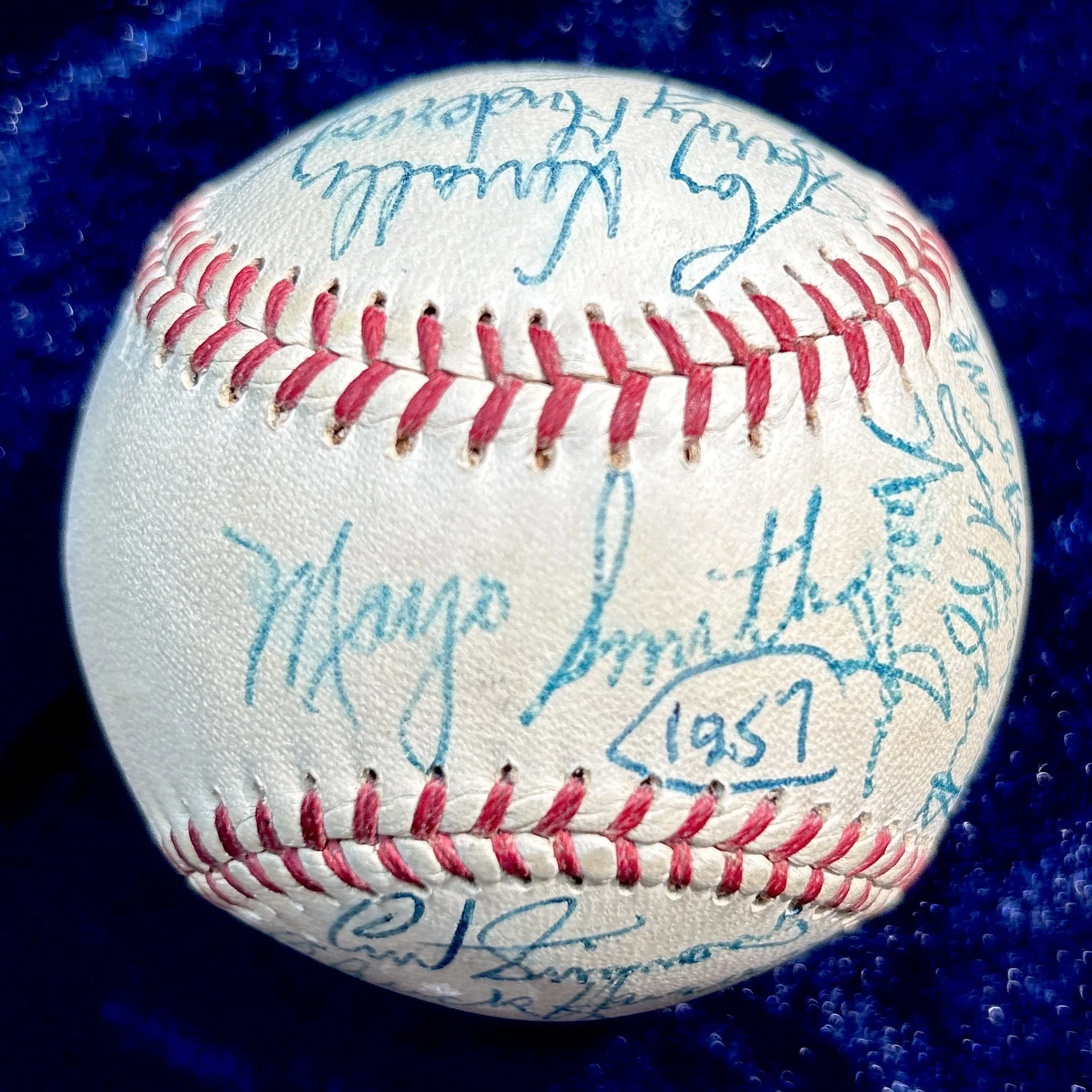 1957 Philadelphia Phillies Team Signed (23) Official National League Baseball. Robin Roberts, Harvey Haddix. PSA