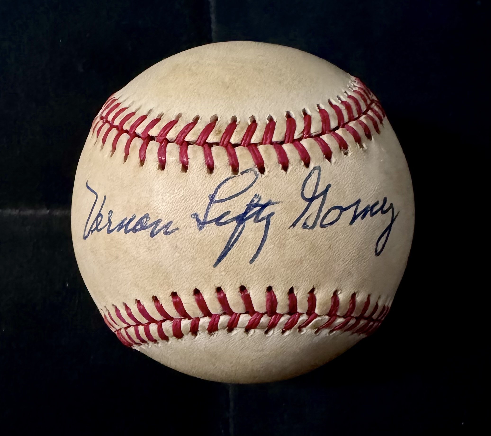 Vernon Lefty Gomez Signed In Full. Official American League Baseball. PSA
