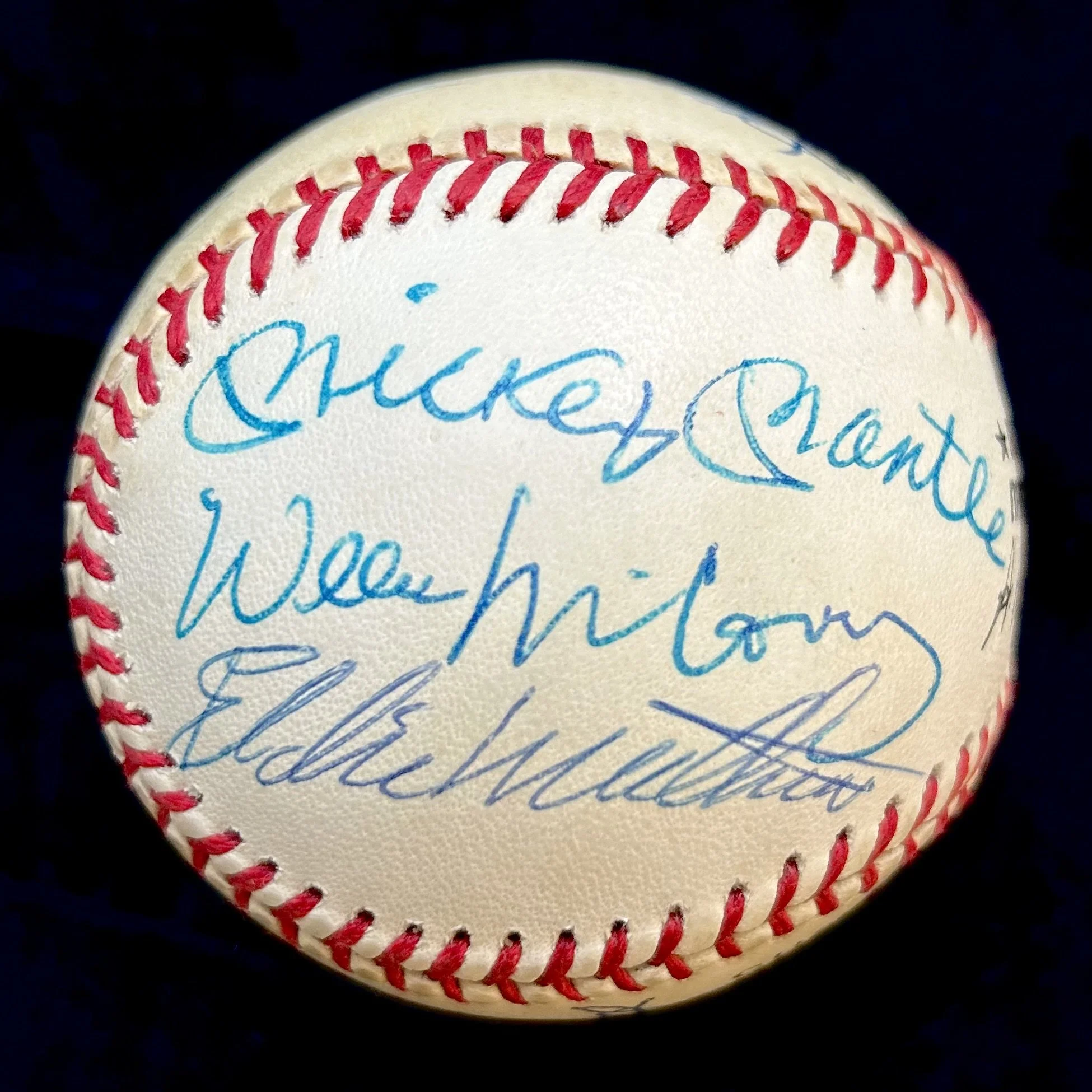 1989-90 Hall of Famers Signed ONL Baseball. Mantle, Snider, Williams, Brock, Appling, McCovey, Mathews, Boudreau, Ferell, Herman. JSA.