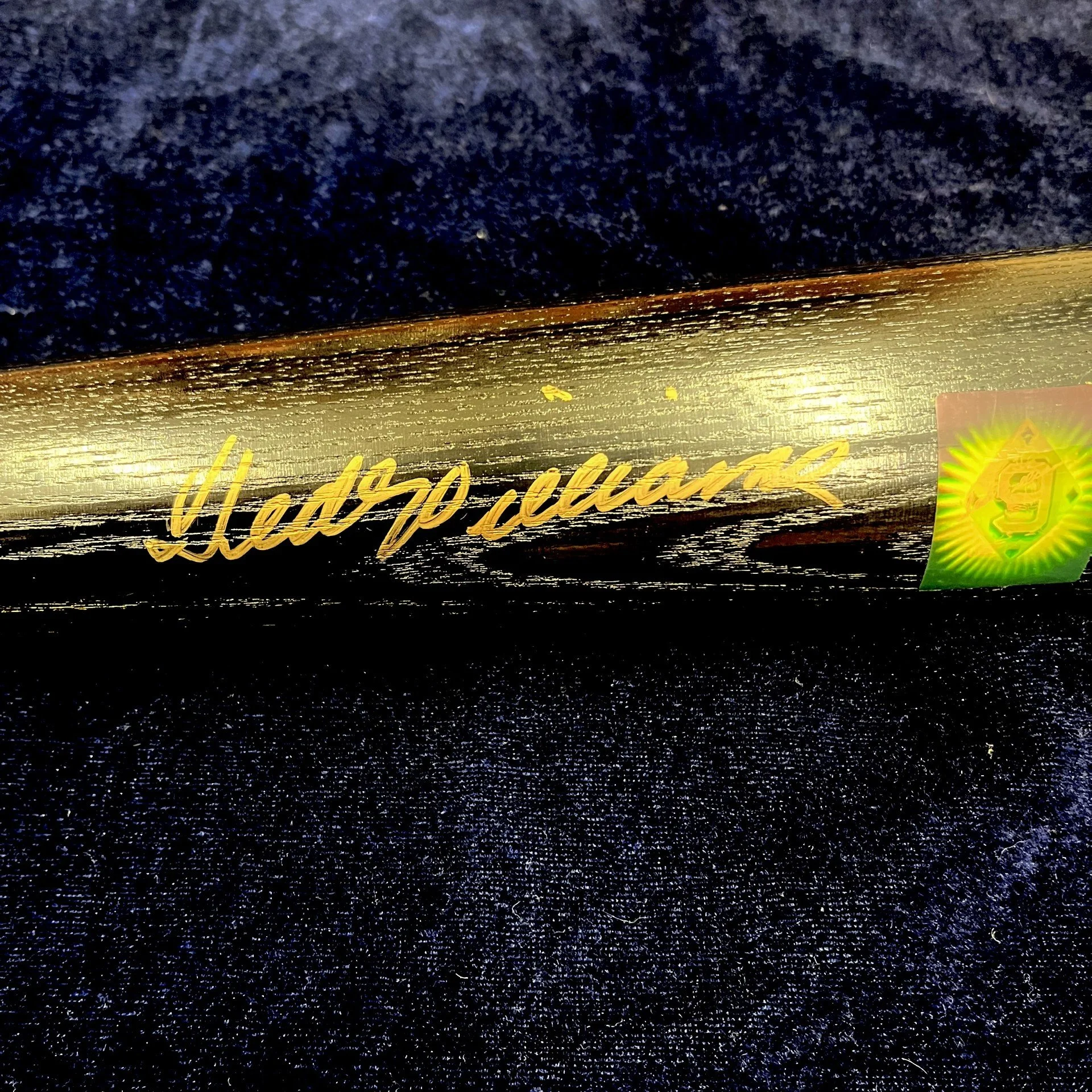 Ted Williams Signed Louisville Slugger Black Baseball Bat. Green Diamond Hologram