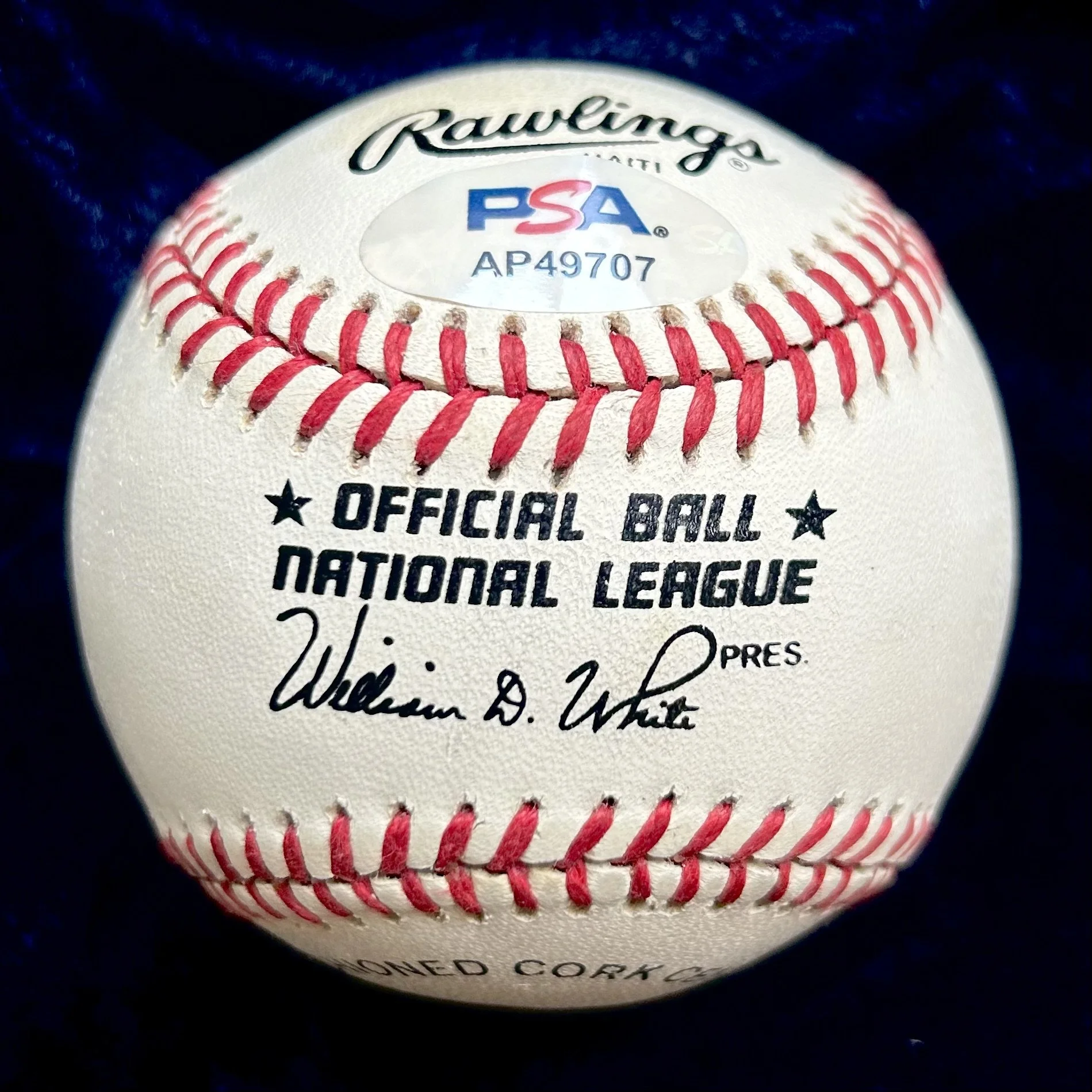 Red Schoendienst Signed Official National League Baseball. PSA